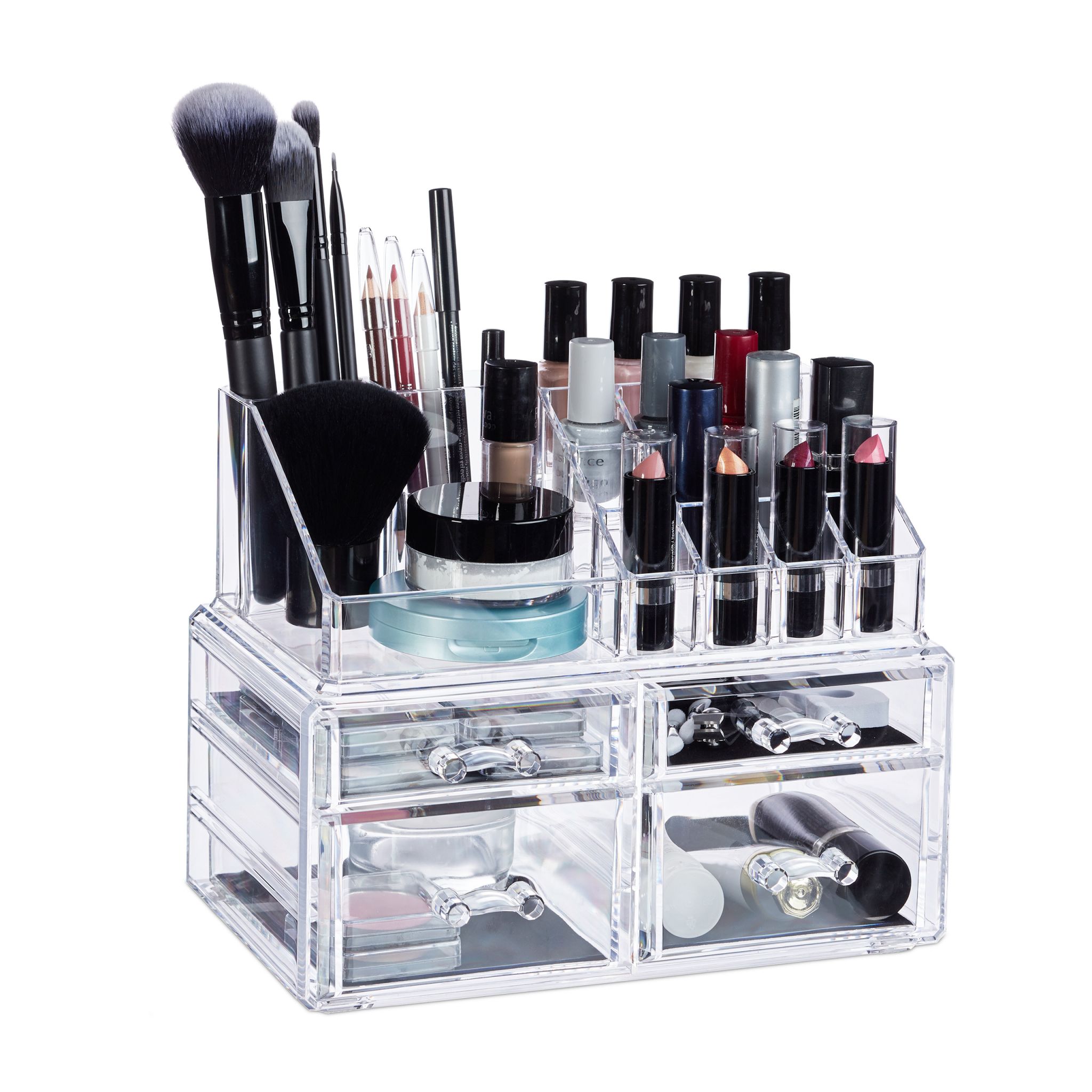 Make-Up Organizer mit 4 Schubladen Transparent