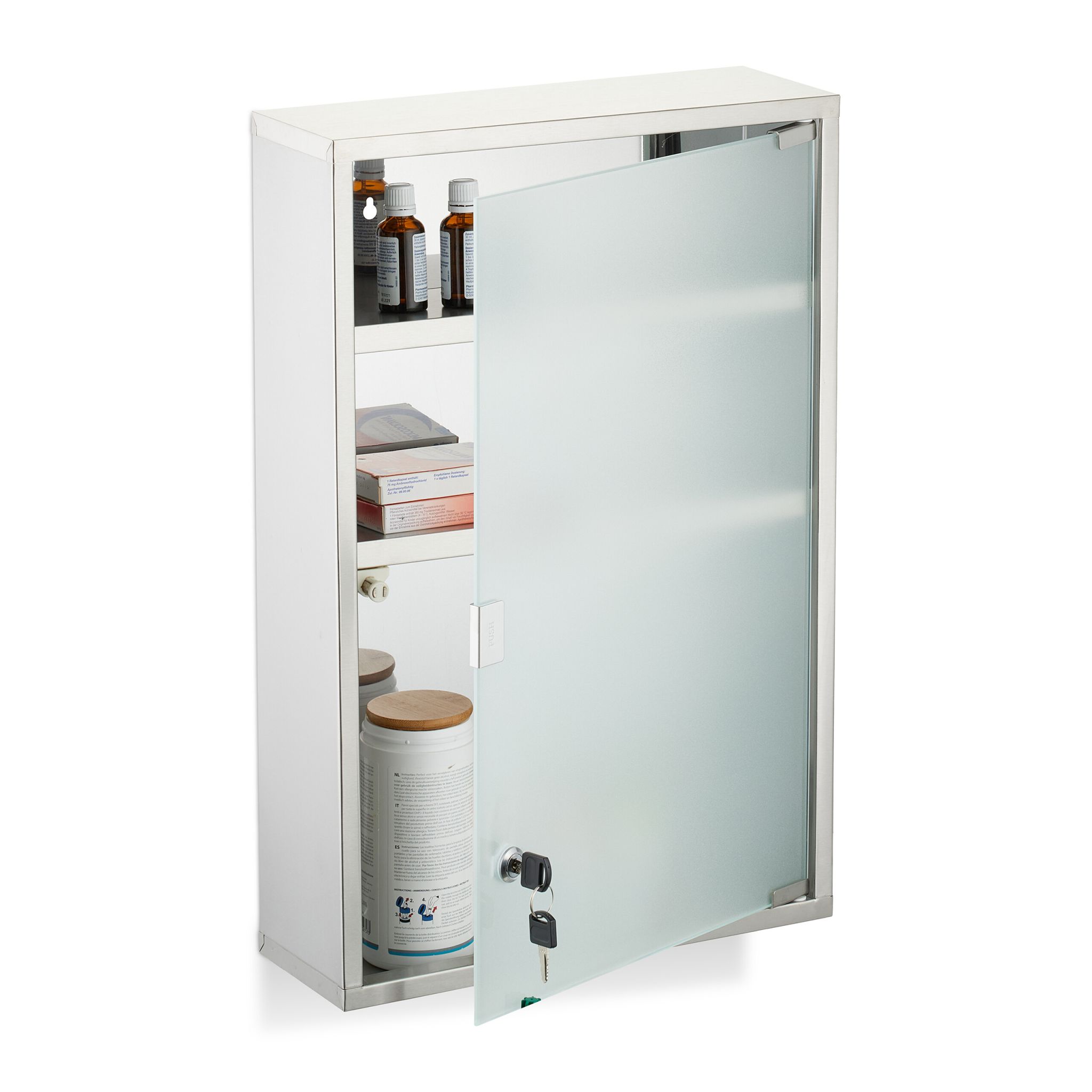 Medizinschrank mit Glastür Silber-Transparent