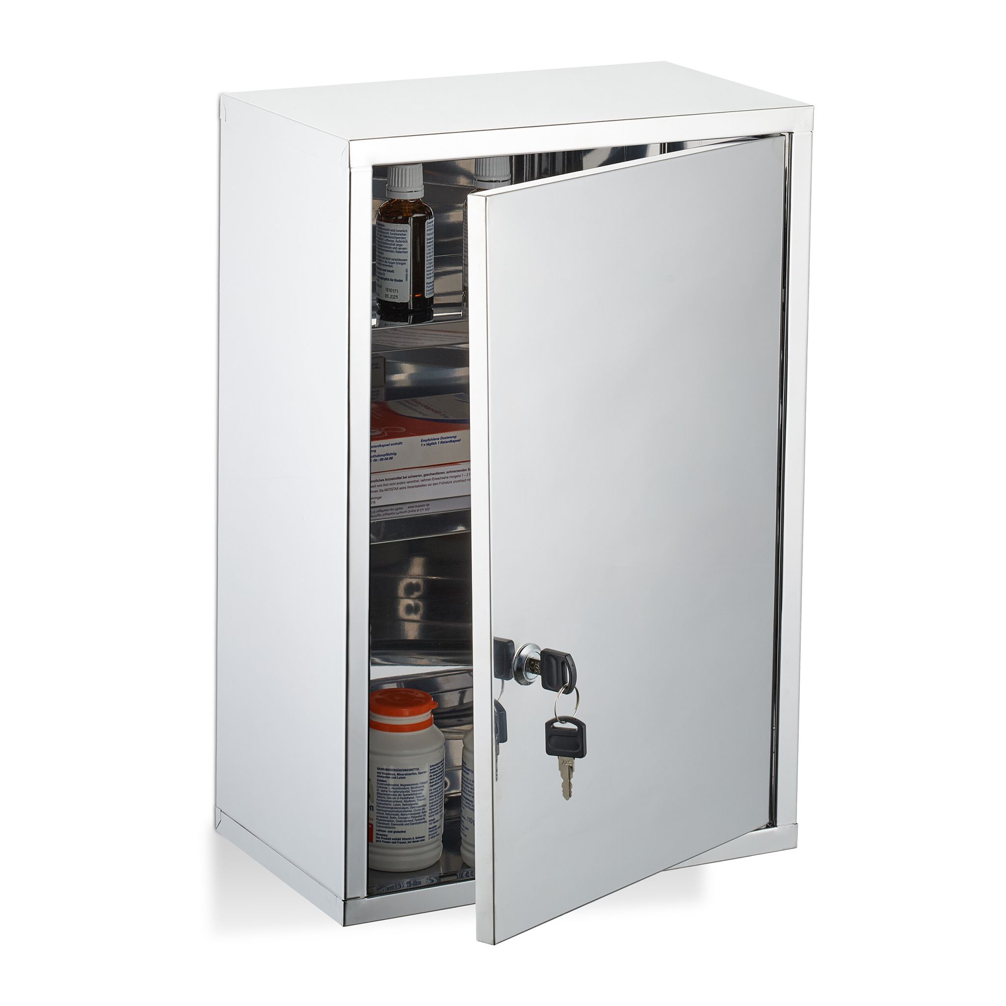 Medizinschrank glänzender Edelstahl Silber