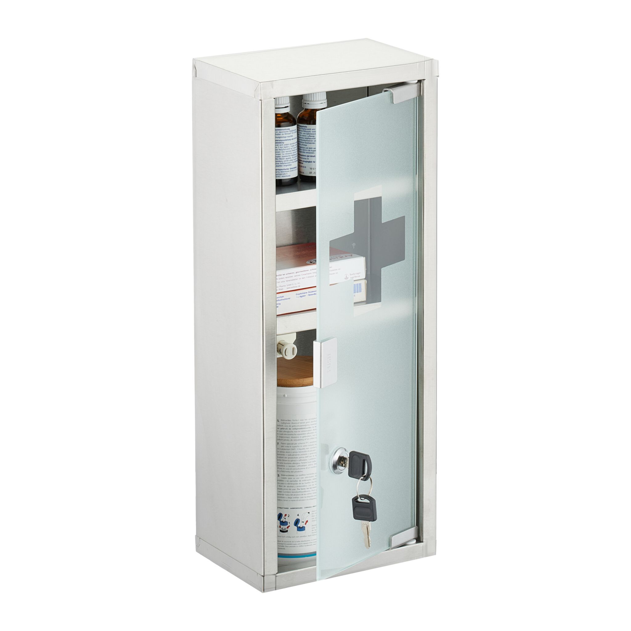 Medizinschrank Edelstahl Silber-Transparent