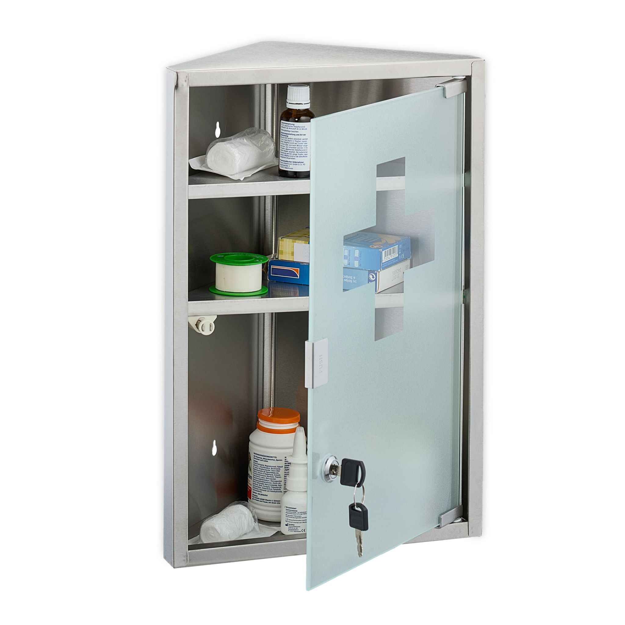 Medizinschrank mit Glastür Silber-Transparent