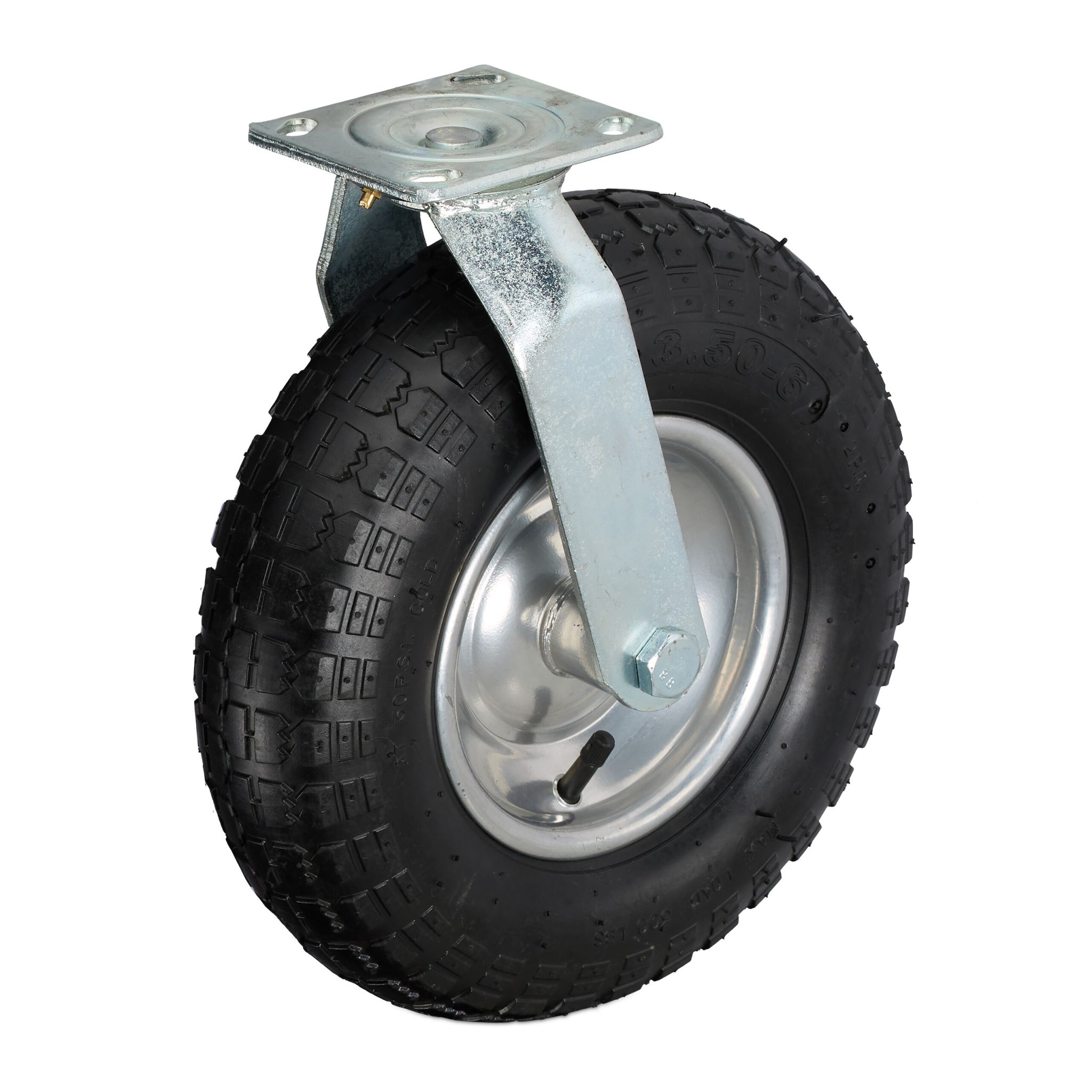 Lenkrolle luftbereift 3.50-6 Schwarz-Silber