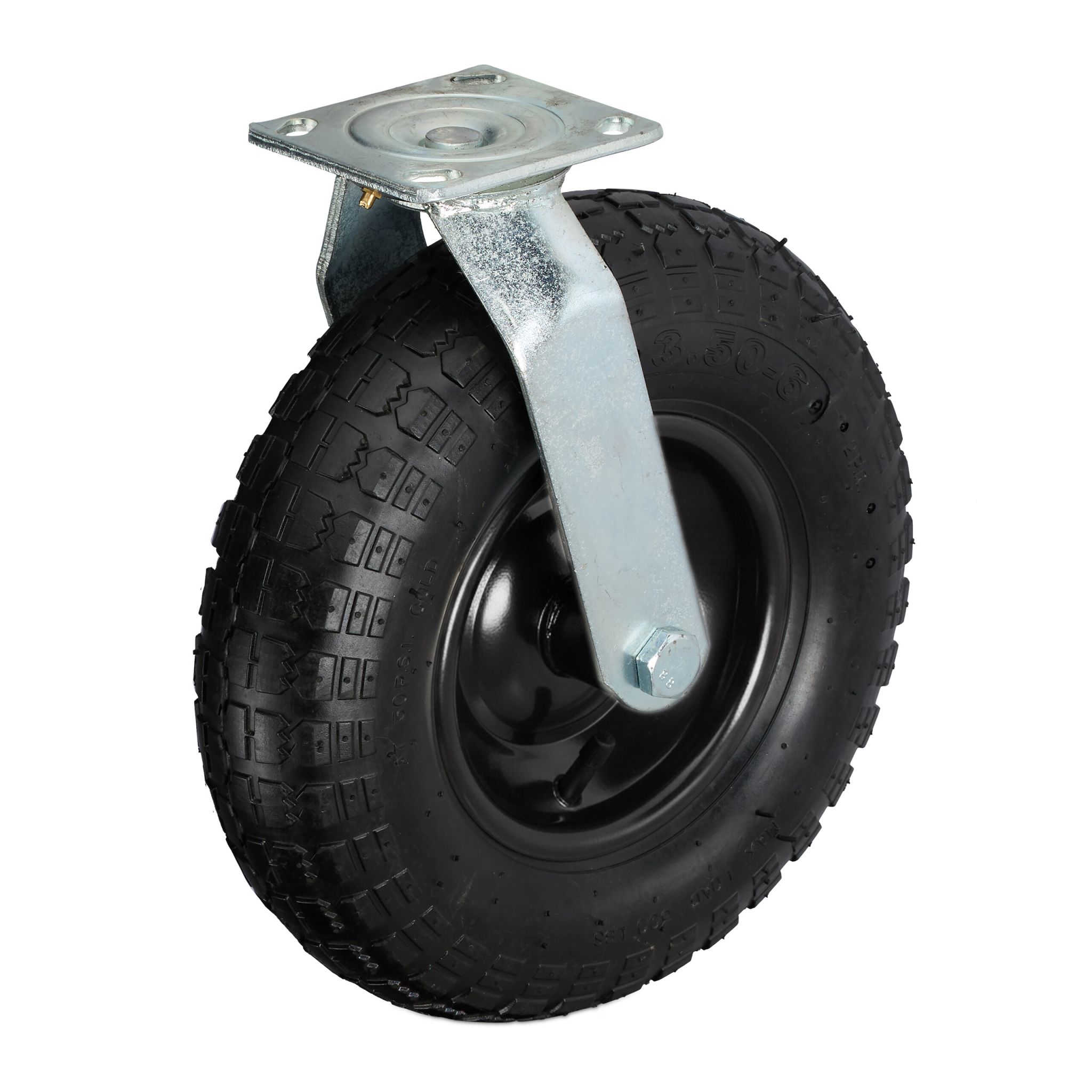 Lenkrolle luftbereift 3.50-6 Schwarz-Silber