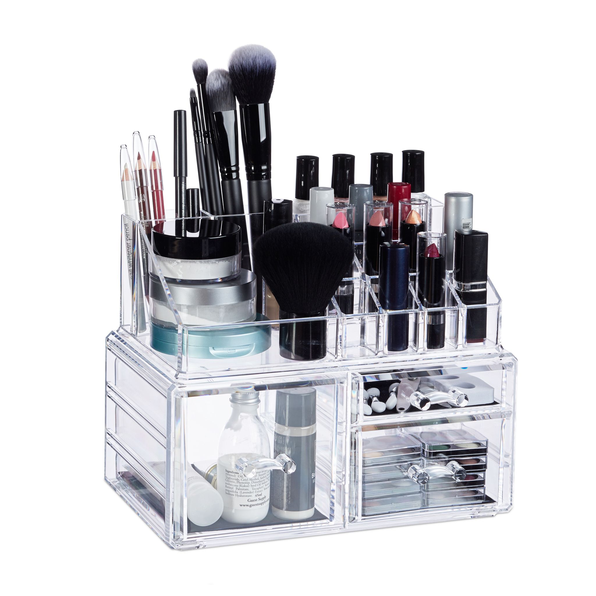 Make-Up Organizer mit 3 Schubladen Transparent