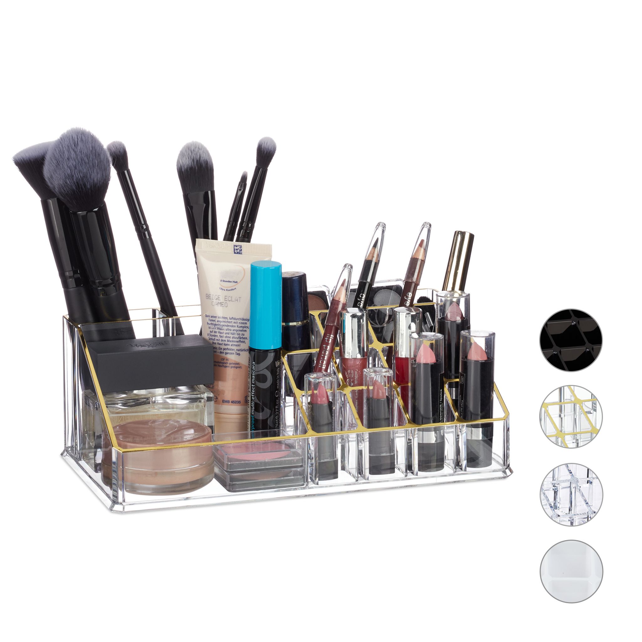 Kosmetikorganizer Acryl Gold-Transparent