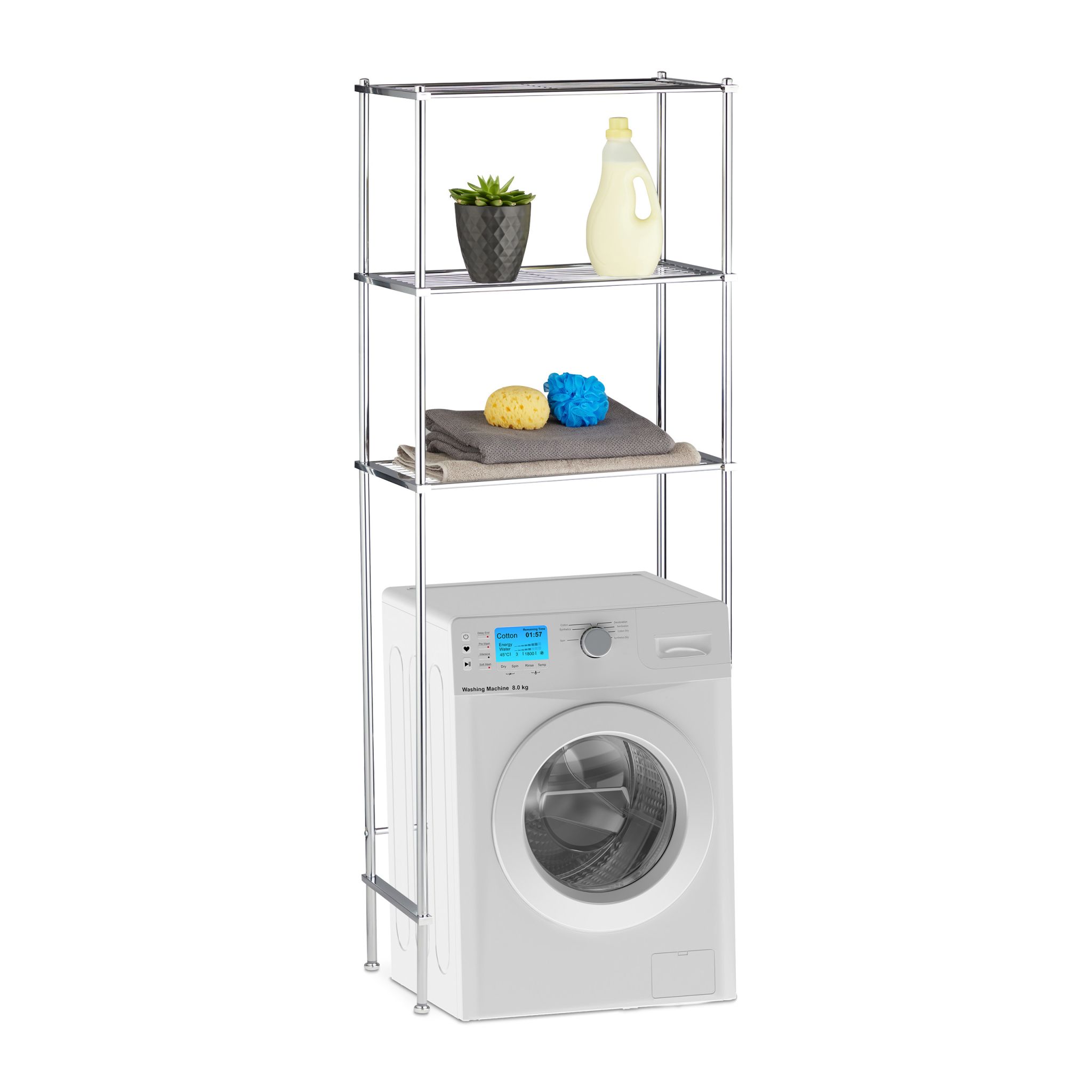 Überbauregal Waschmaschine 3 Ablagen Silber