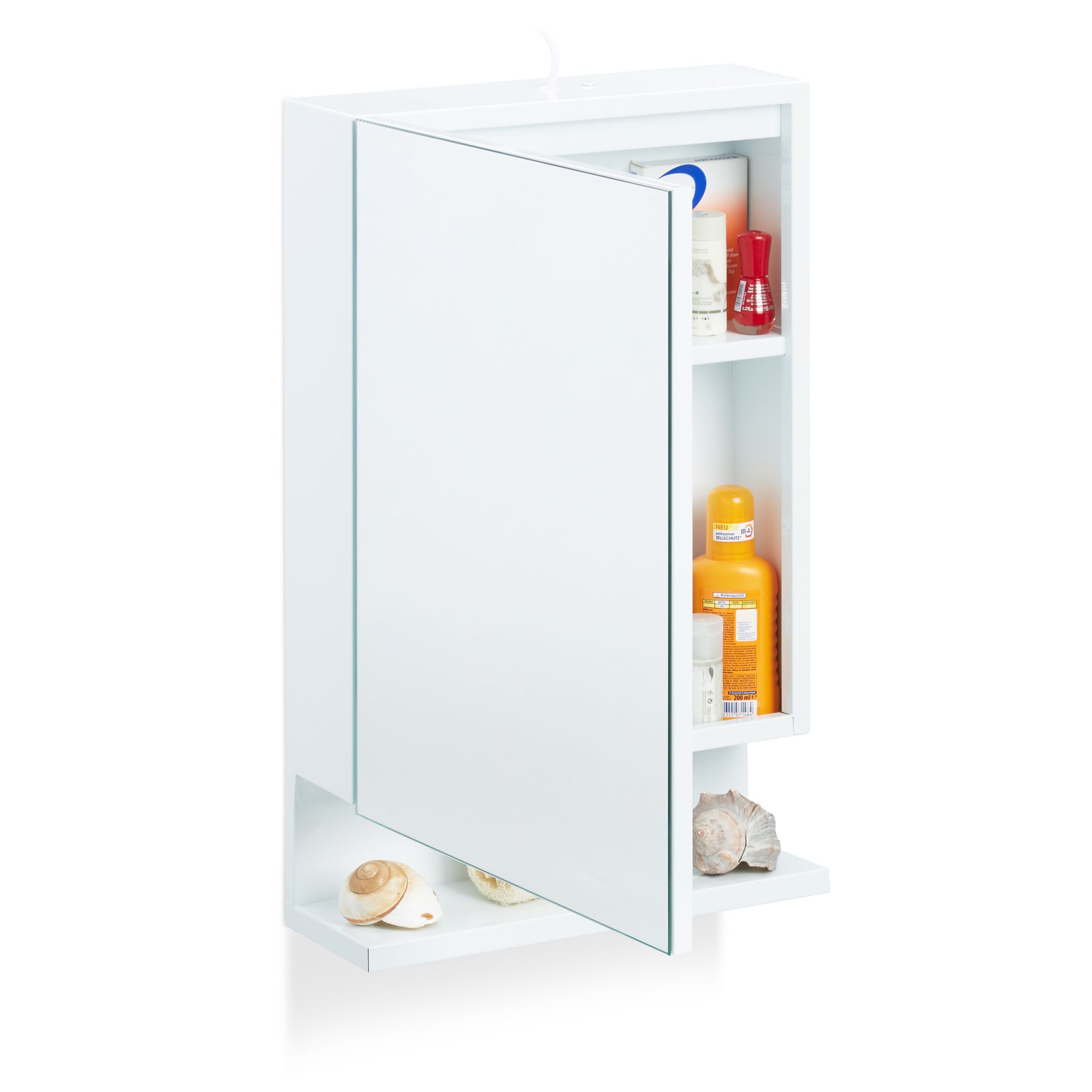 Badspiegelschrank mit Steckdose Weiss