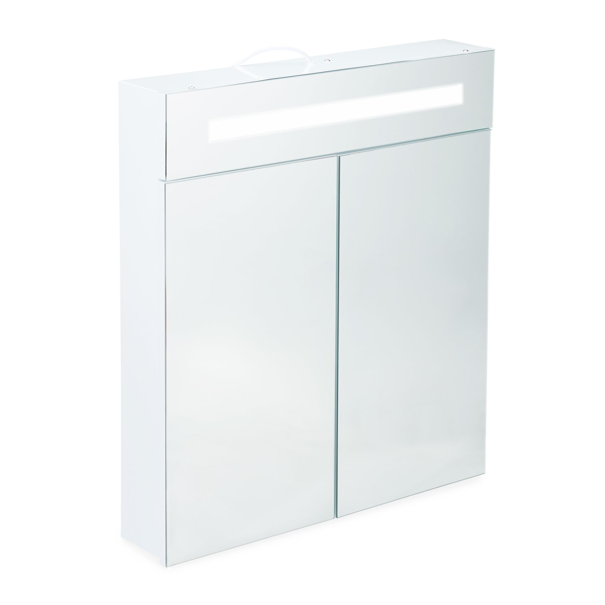 LED Spiegelschrank mit 2 Türen Weiss-Transparent