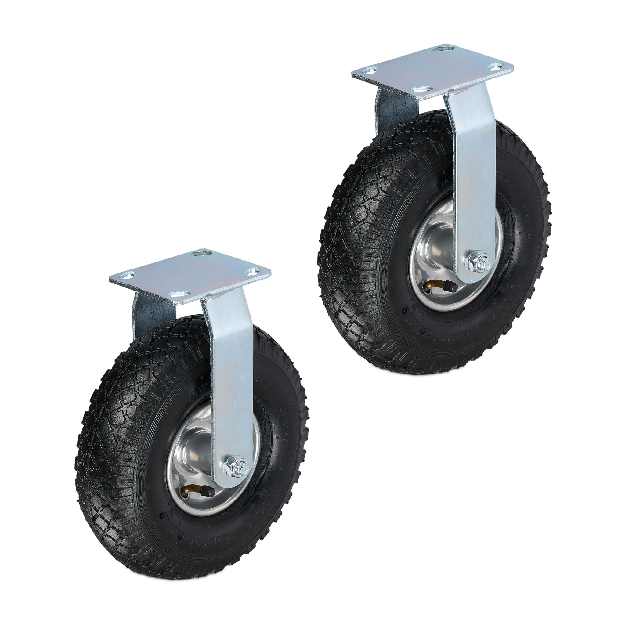 Bockrolle 3.00-4 2er-Set Schwarz-Silber
