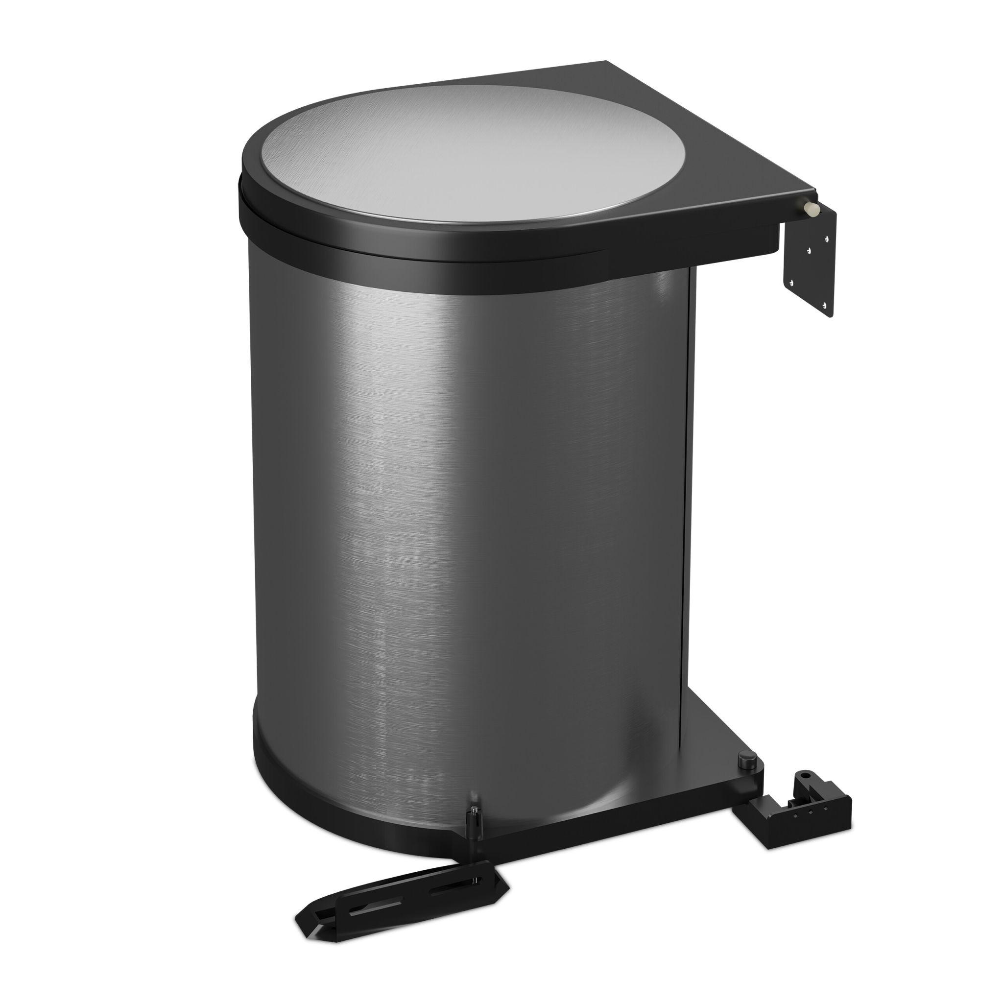 Schwenkbarer Einbaumülleimer 12L Schwarz-Silber