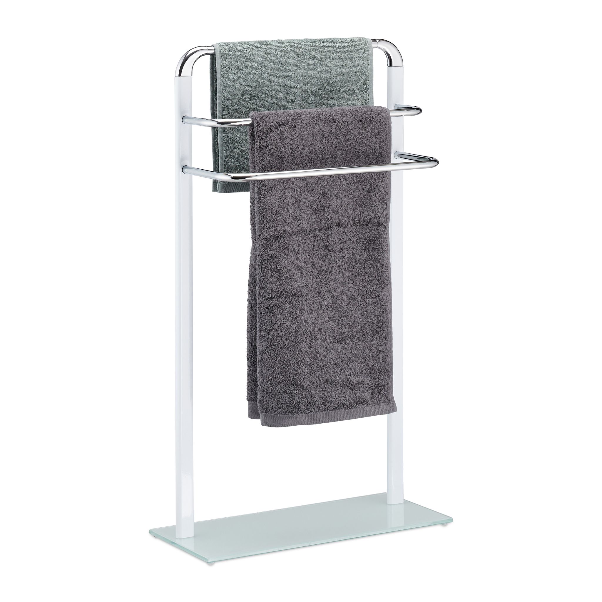 Handtuchhalter Milchglas/Chrom Weiss-Silber