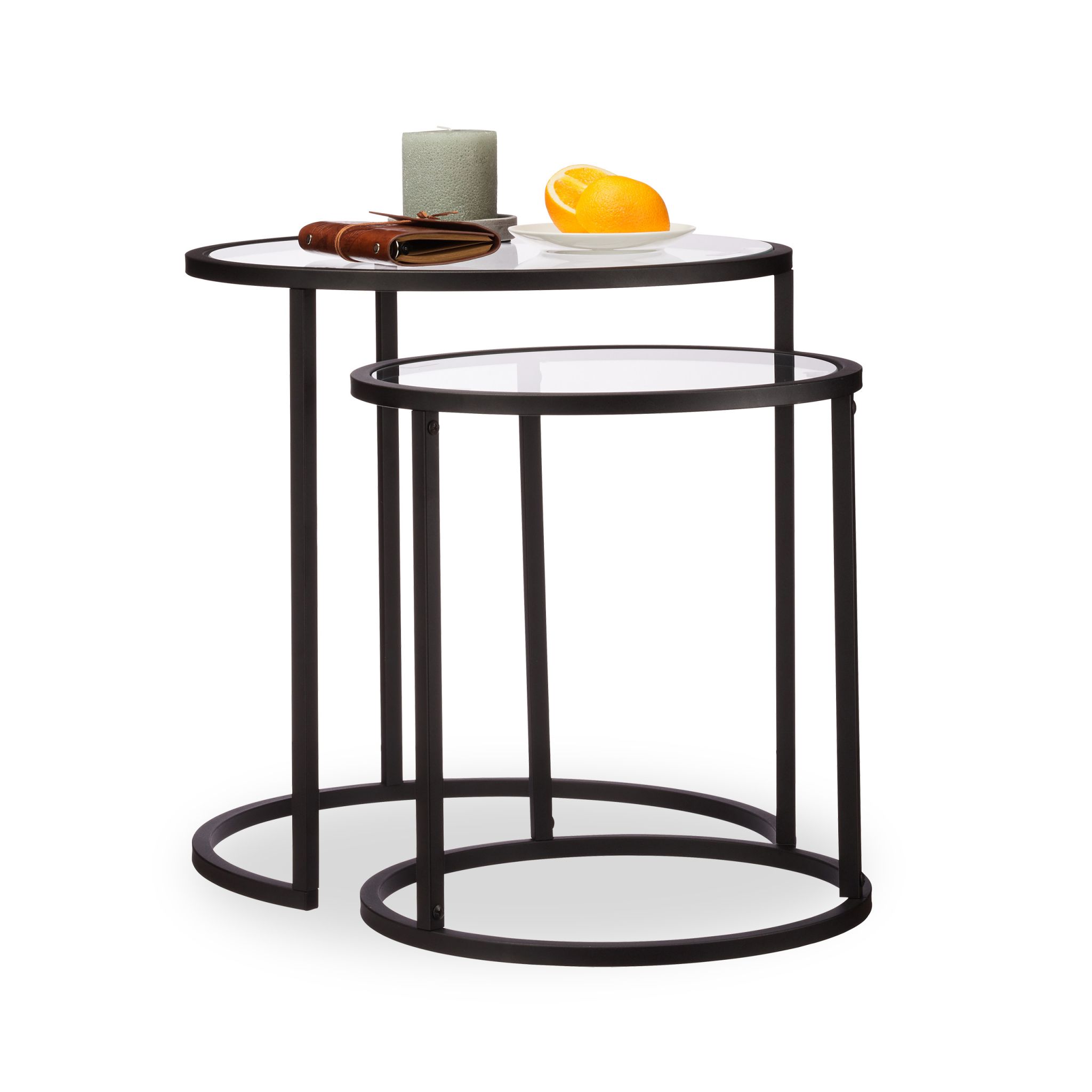 Beistelltische 2er-Set Glas Schwarz-Transparent