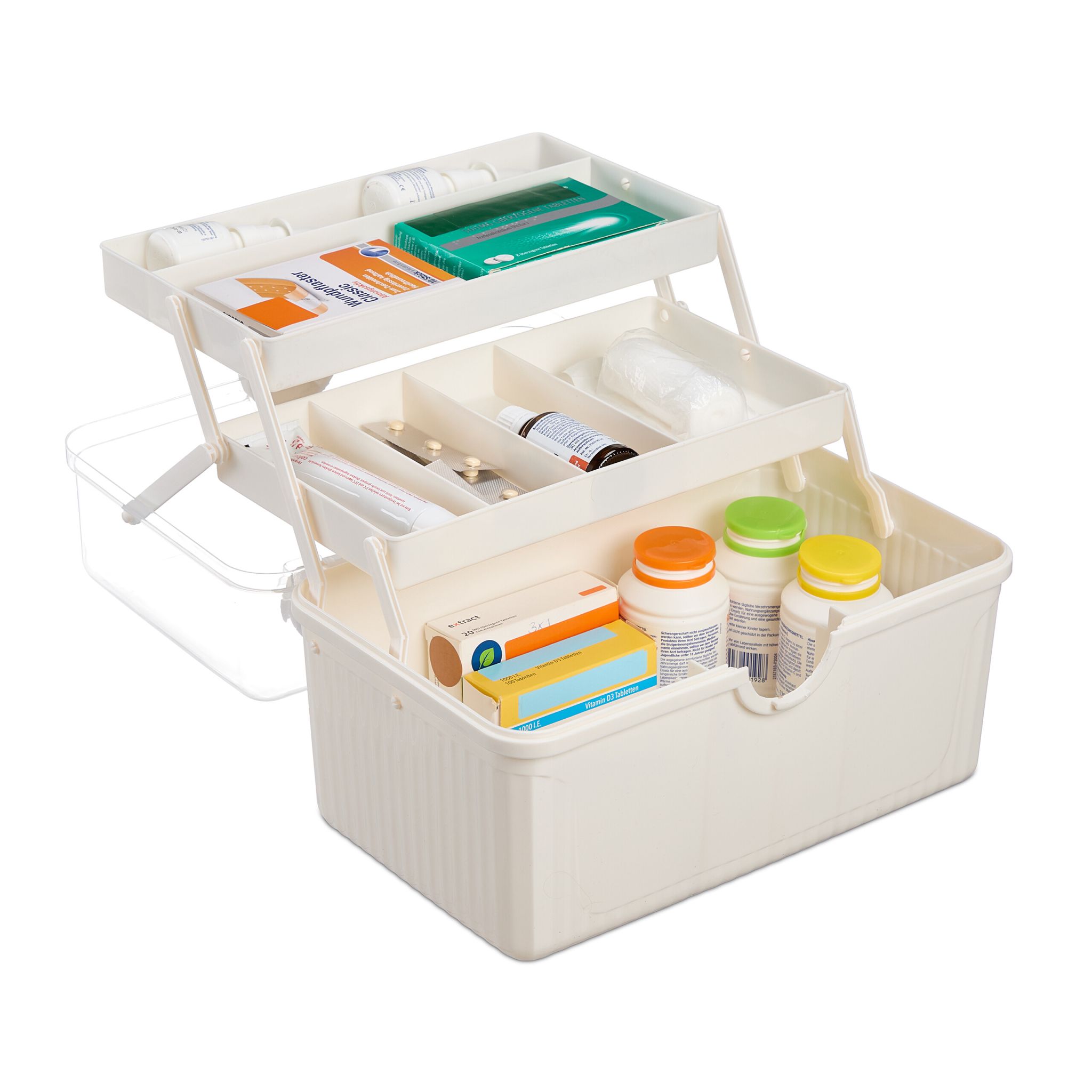 Apothekenbox zum klappen Creme-Transparent