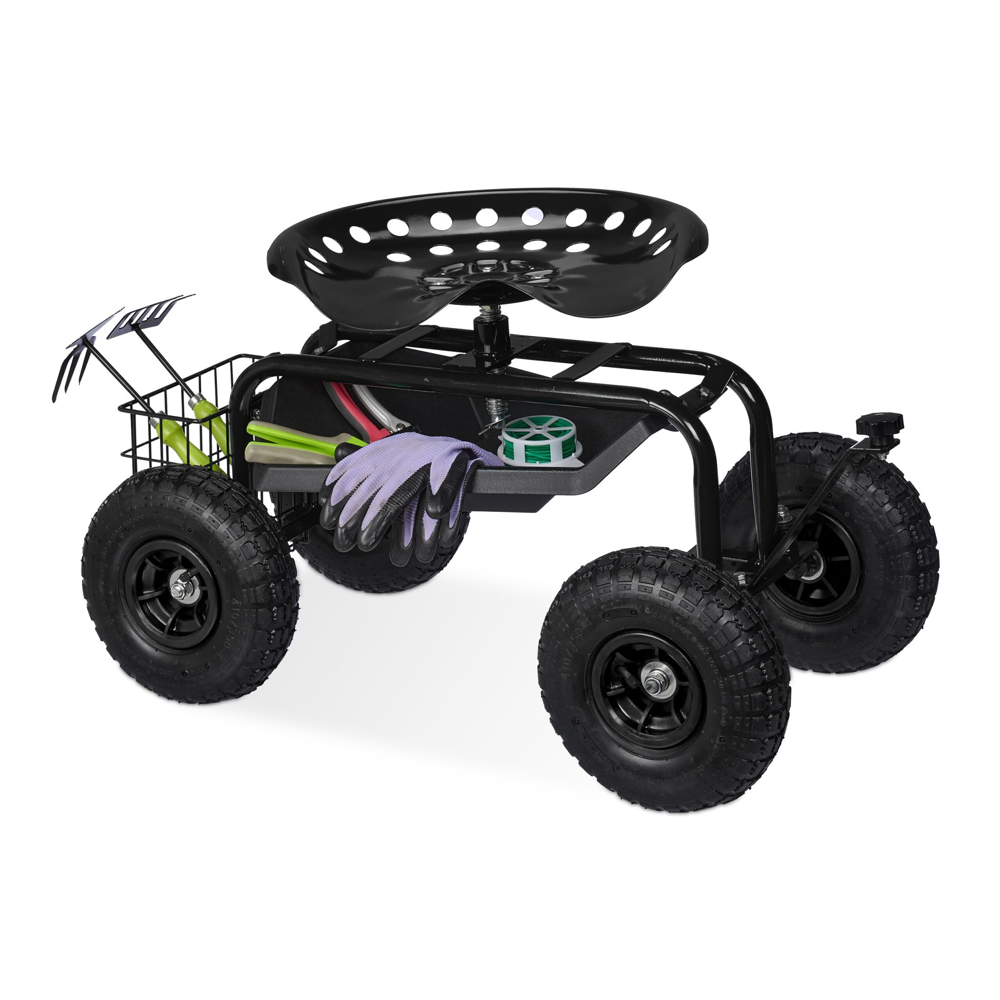 Fahrbarer Gartensitz mit Stauraum Schwarz
