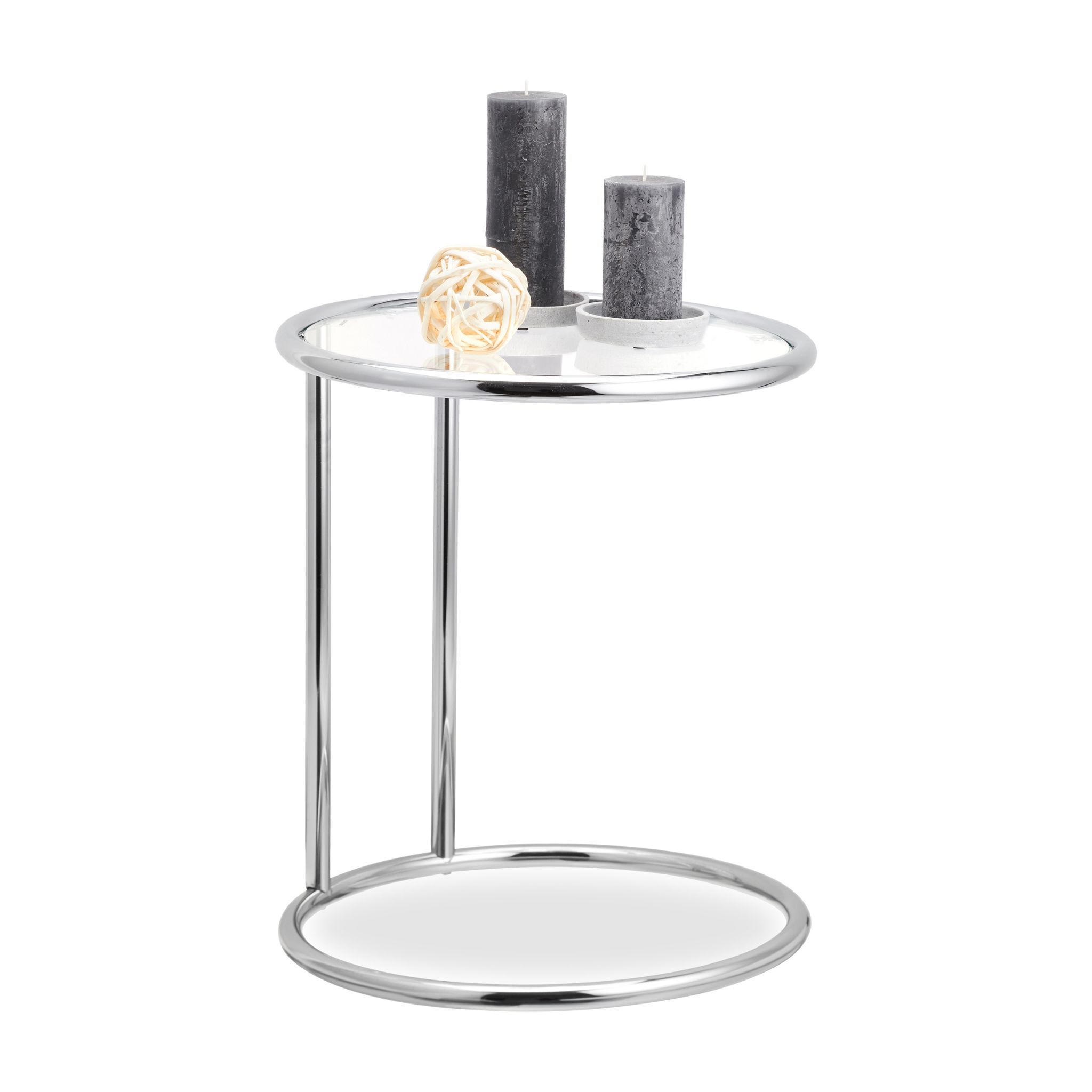 Beistelltisch rund Silber-Transparent