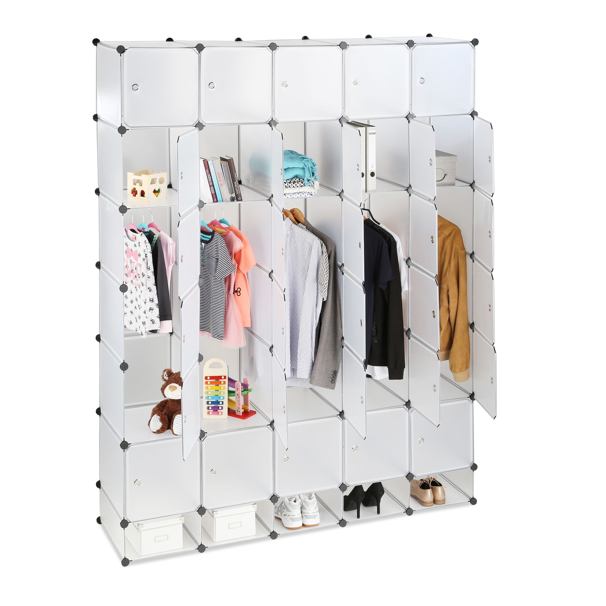 Kleiderschrank Stecksystem XXL Schwarz-Silber-Transparent