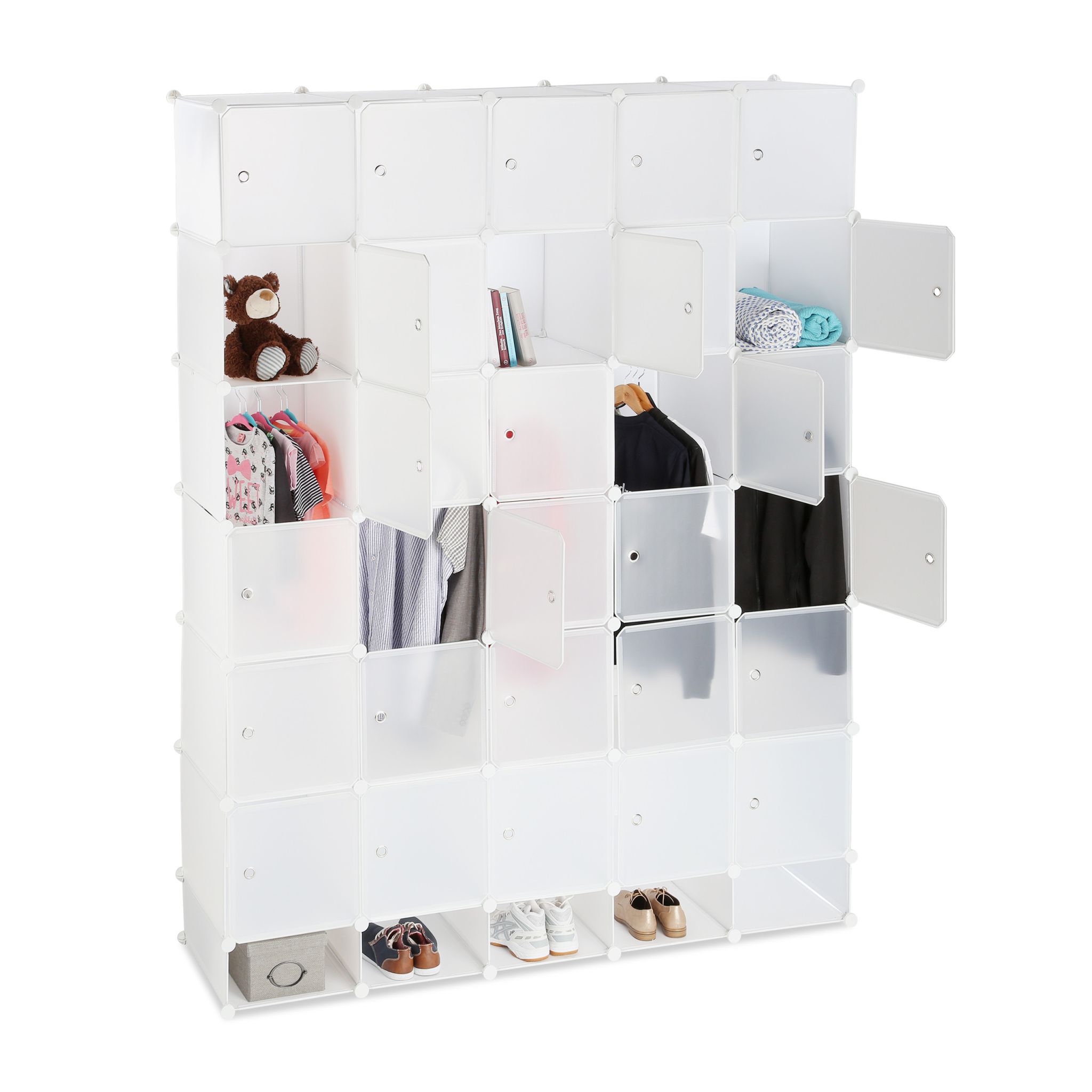 Kleiderschrank Stecksystem XXL Weiss-Silber-Transparent