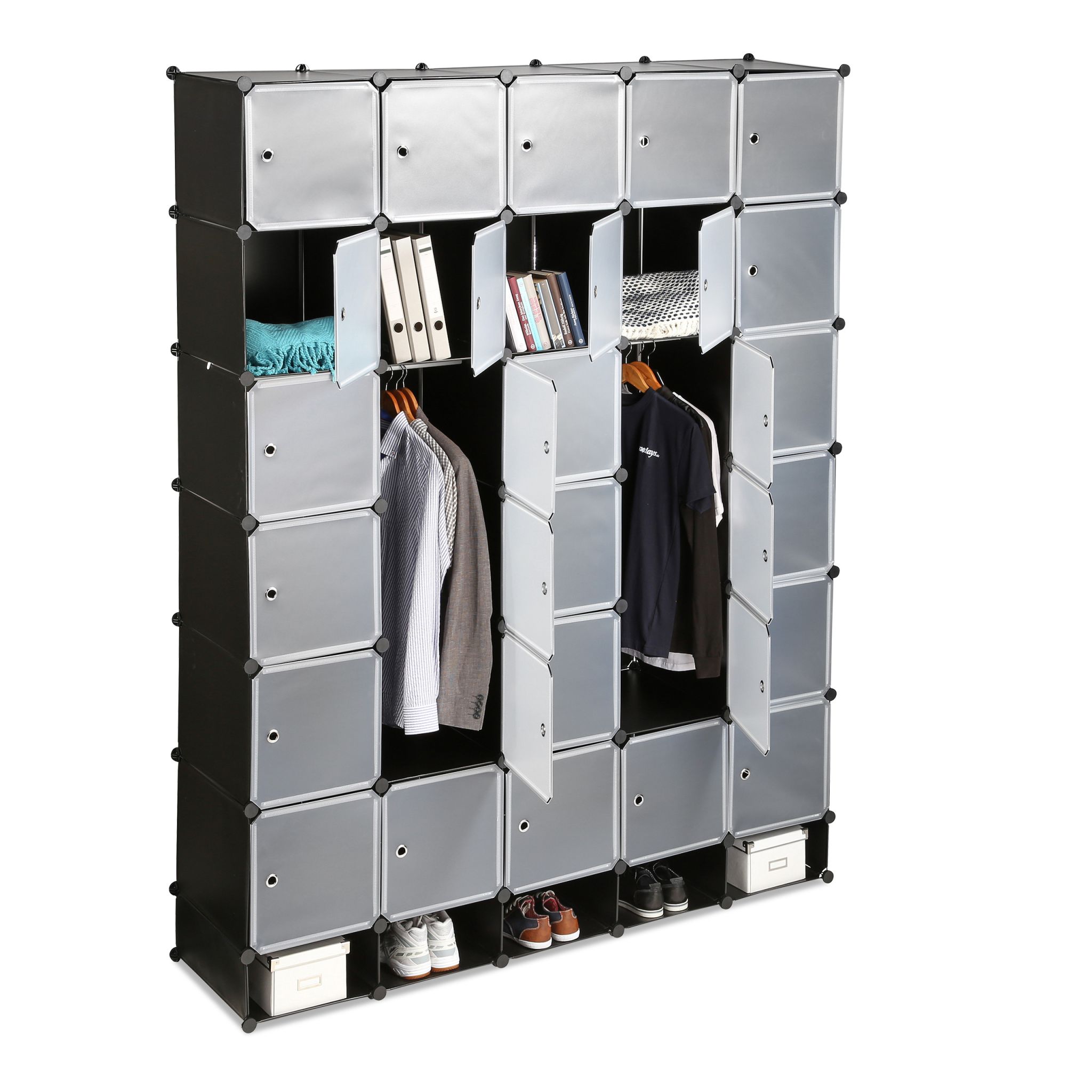 Kleiderschrank Stecksystem XXL Schwarz-Silber-Transparent