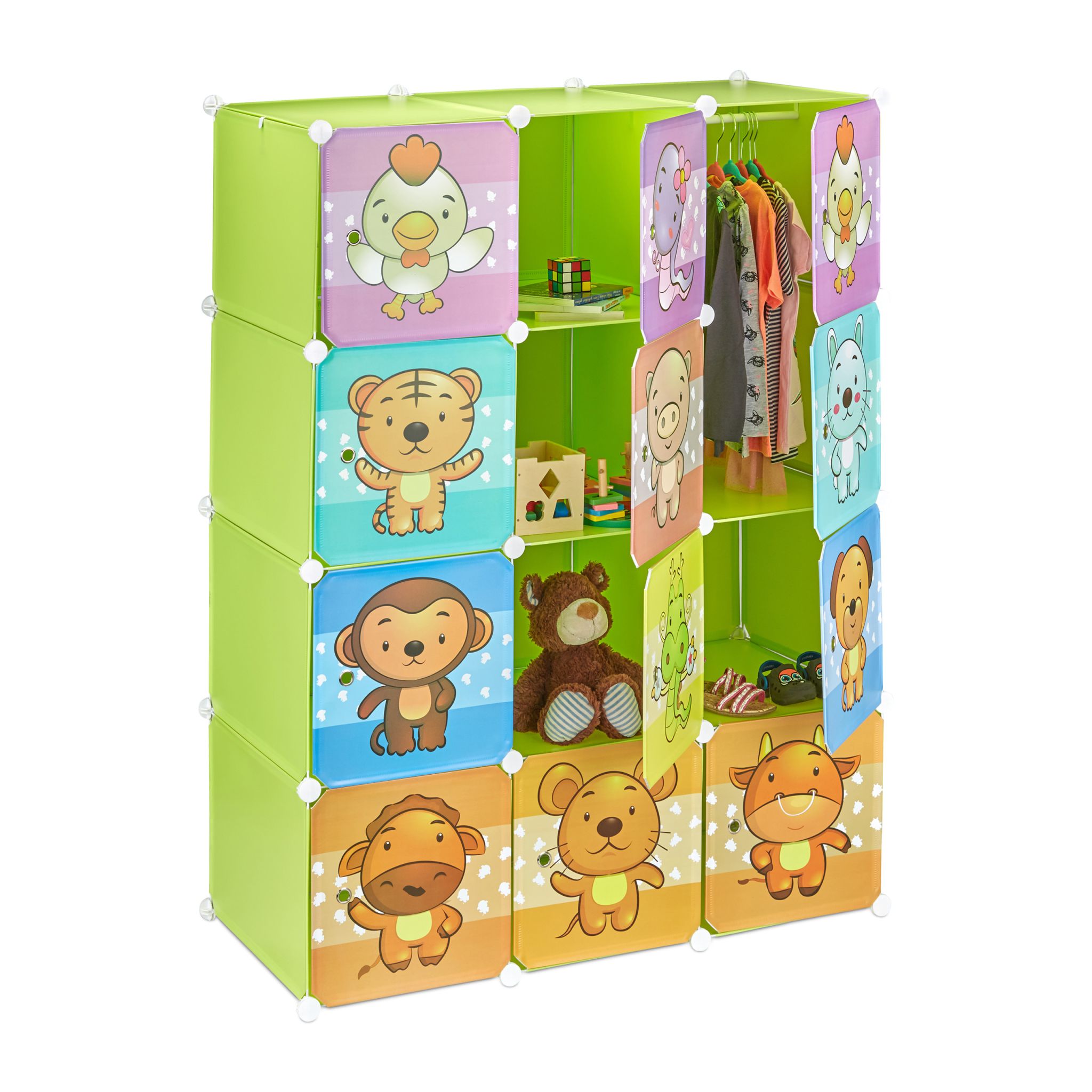 Steckregal Kinderzimmer mit Motiv Blau-Grün-Orange