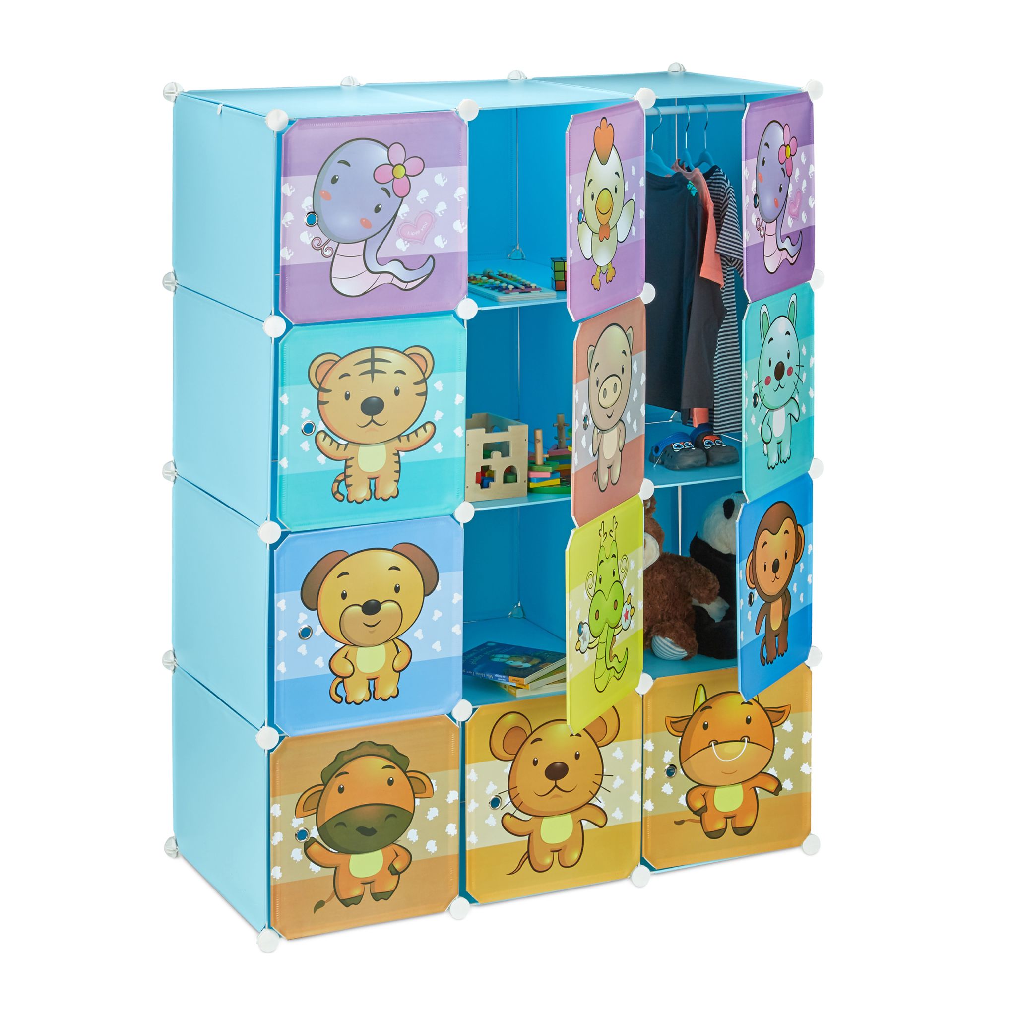 Steckregal Kinderzimmer mit Motiv Blau-Hellblau-Türkis