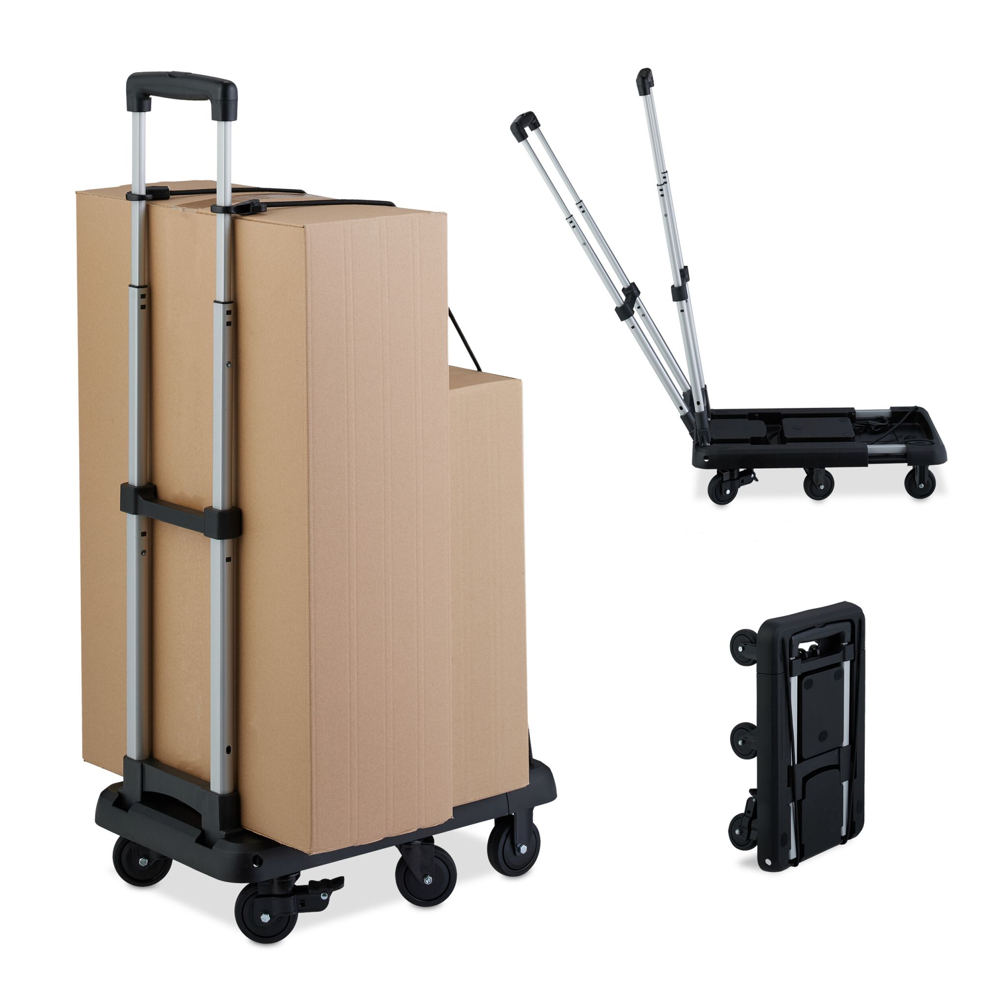 Klappbarer Transportwagen Schwarz-Silber