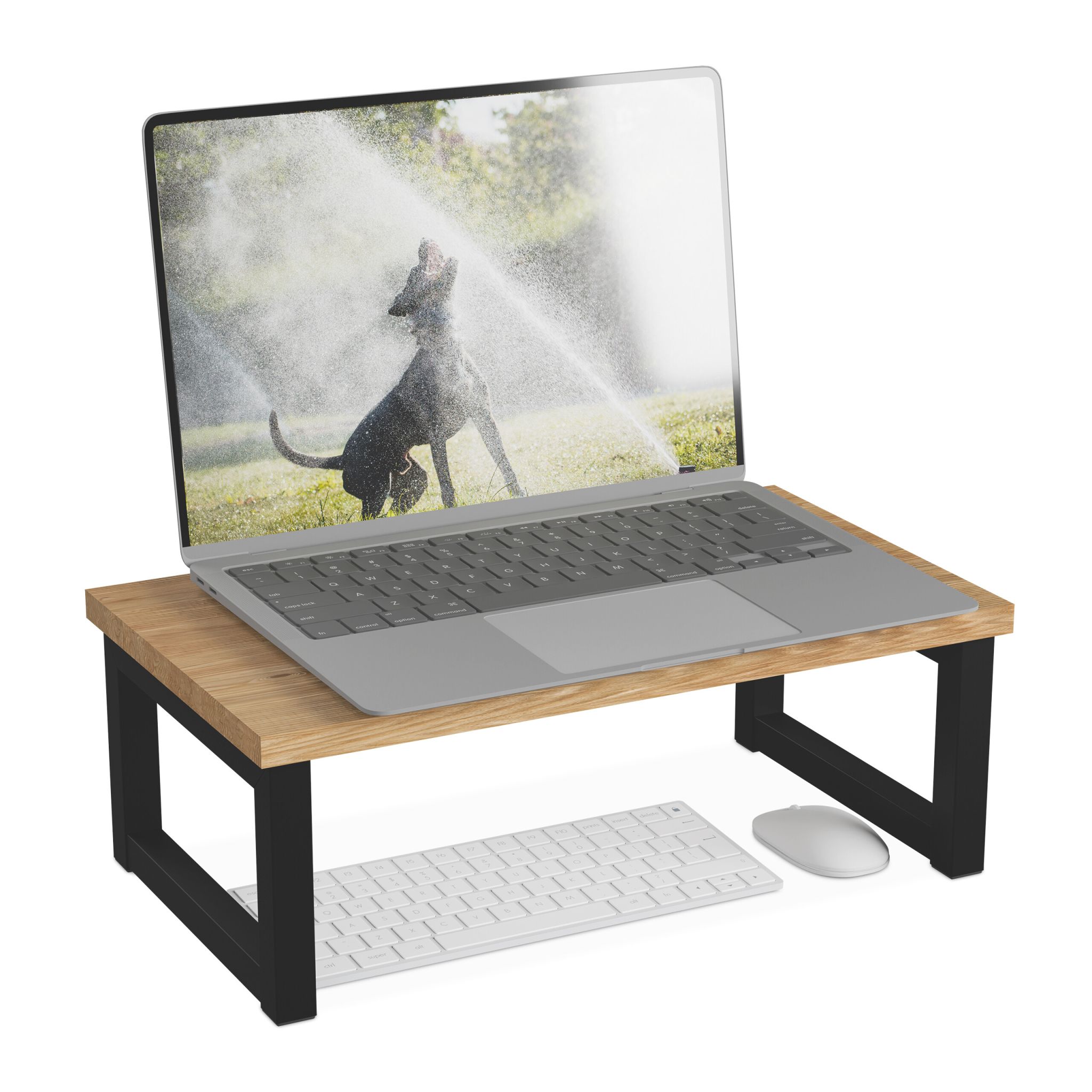 Monitorständer Industrial-Design Hellbraun-Schwarz