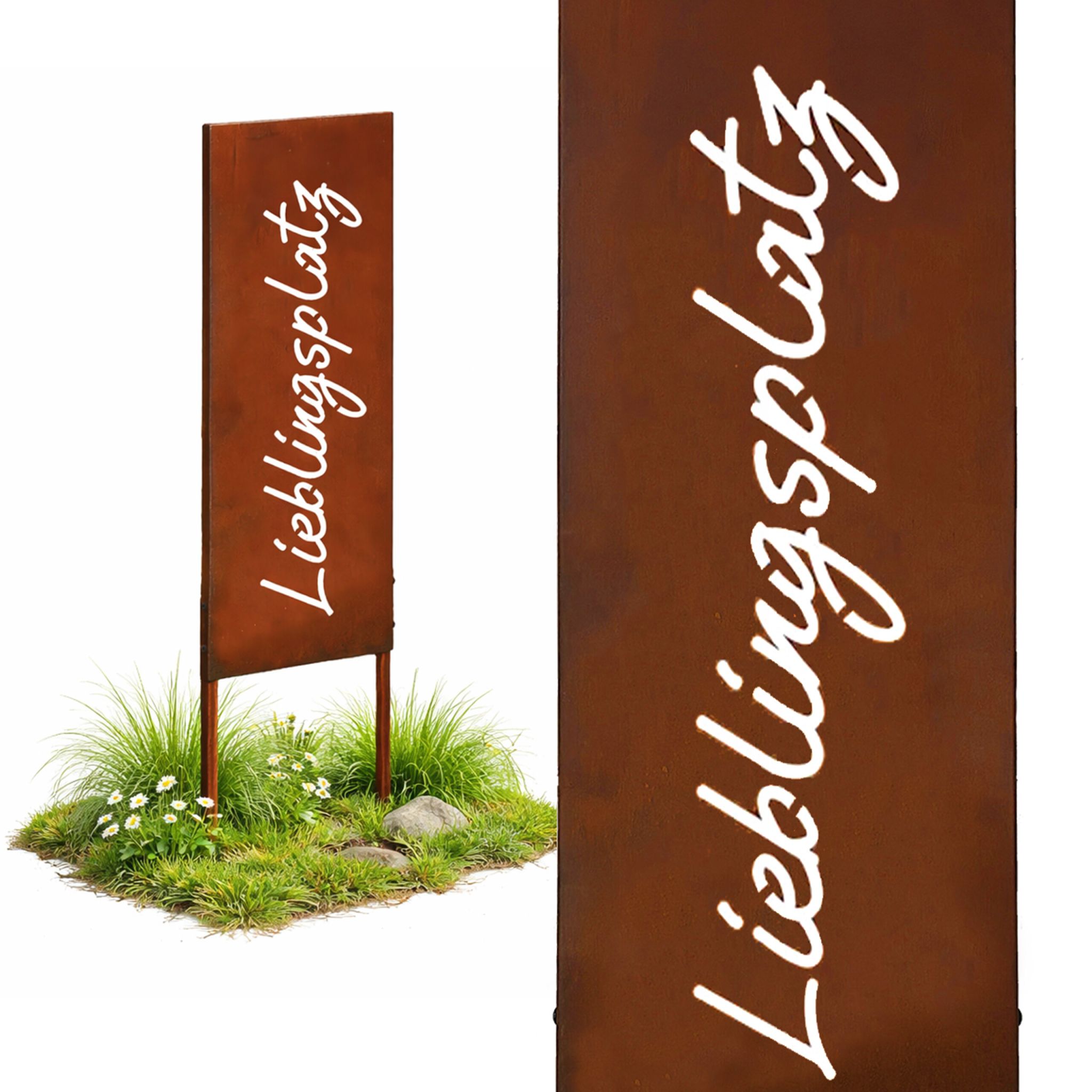 Edelrost Gartendeko zum Stecken Braun