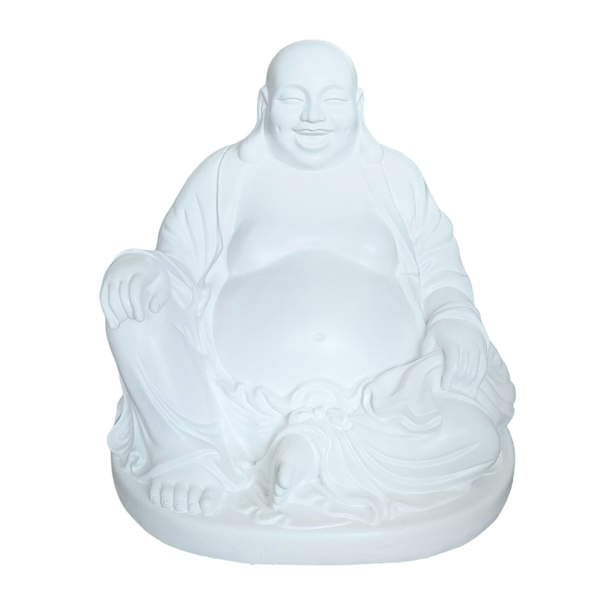 Buddha Figur lachend 45cm Weiss