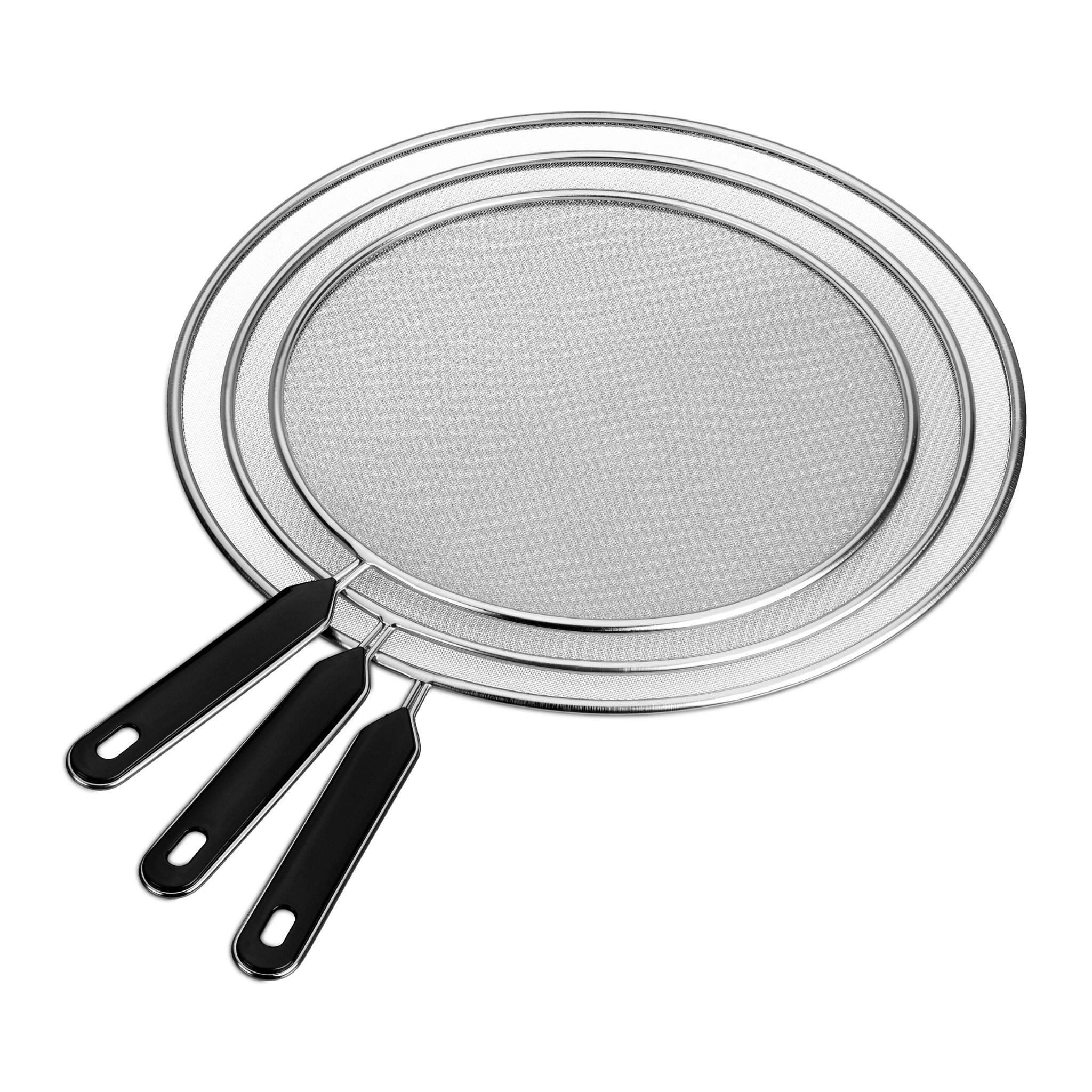Pfannen Spritzschutz 3er-Set Schwarz-Silber