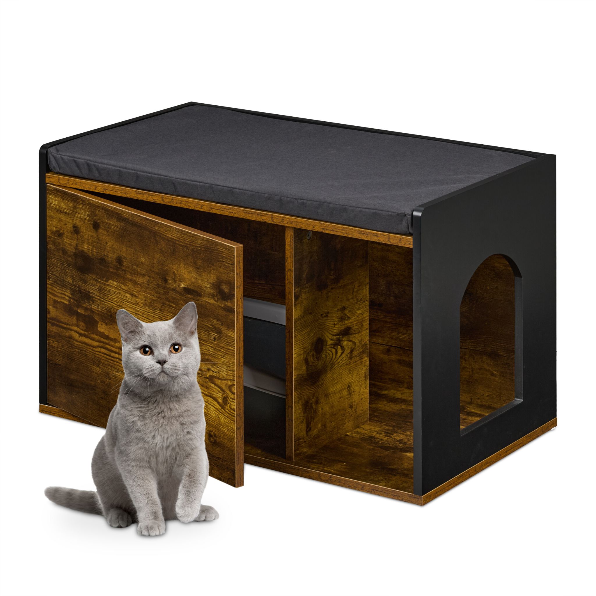 Katzenschrank Industrial Design Braun-Schwarz