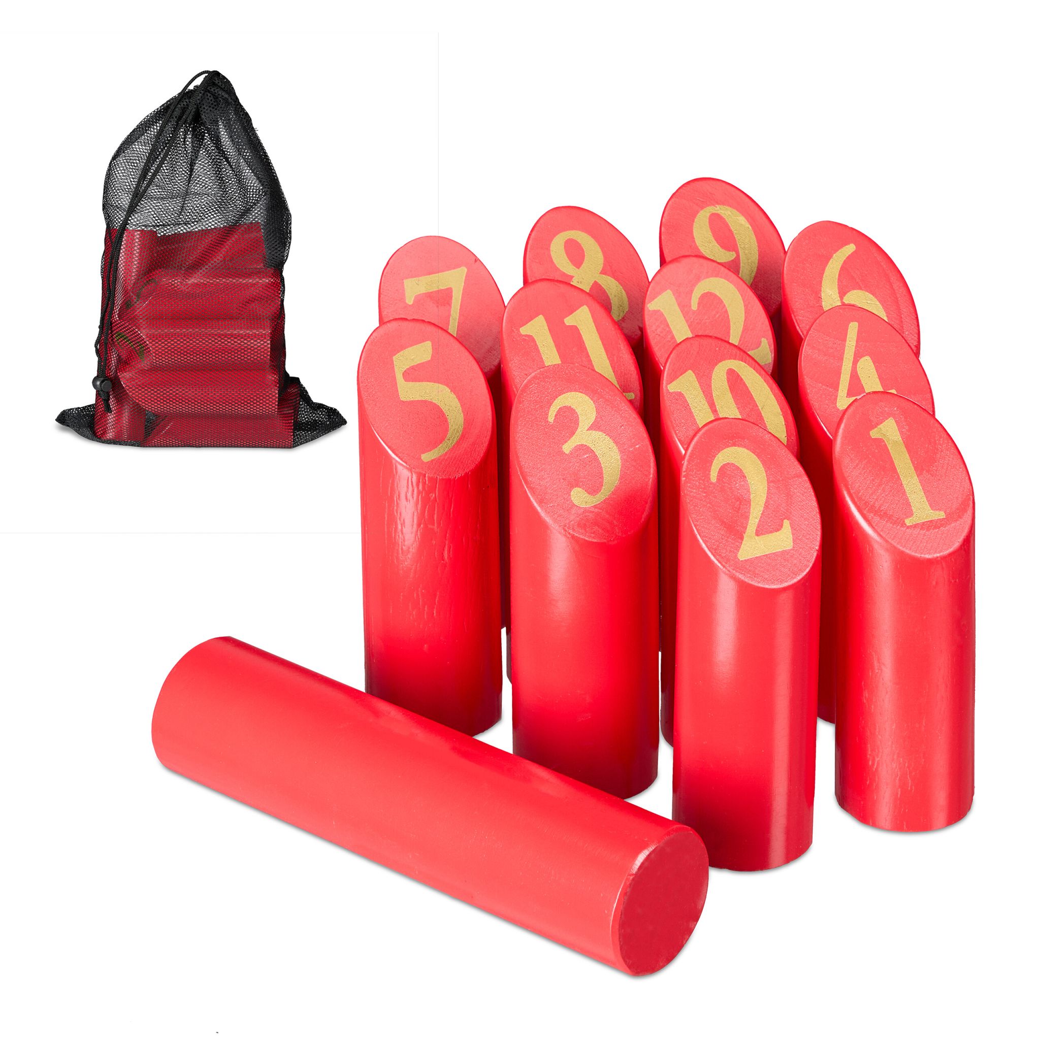 Kubb Wikingerspiel mit Tasche Gold-Rot