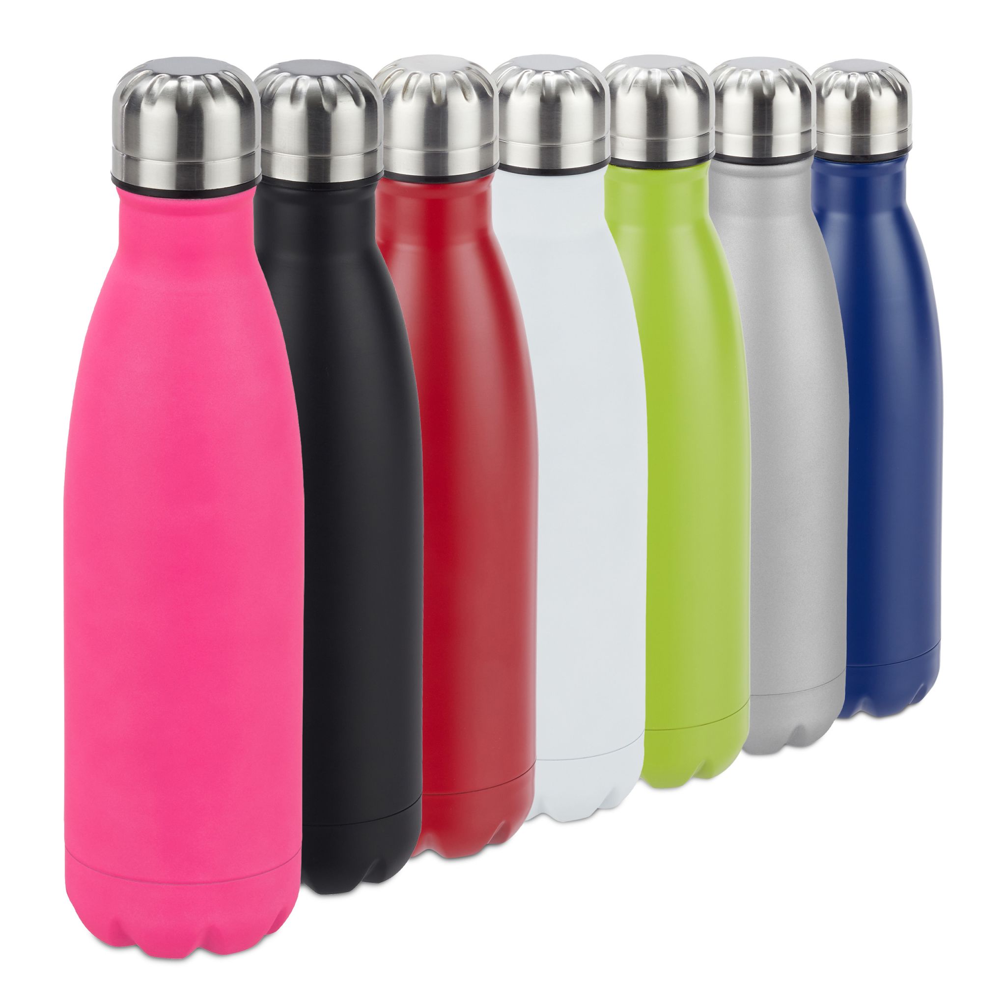 Trinkflasche Edelstahl Pink-Schwarz-Silber
