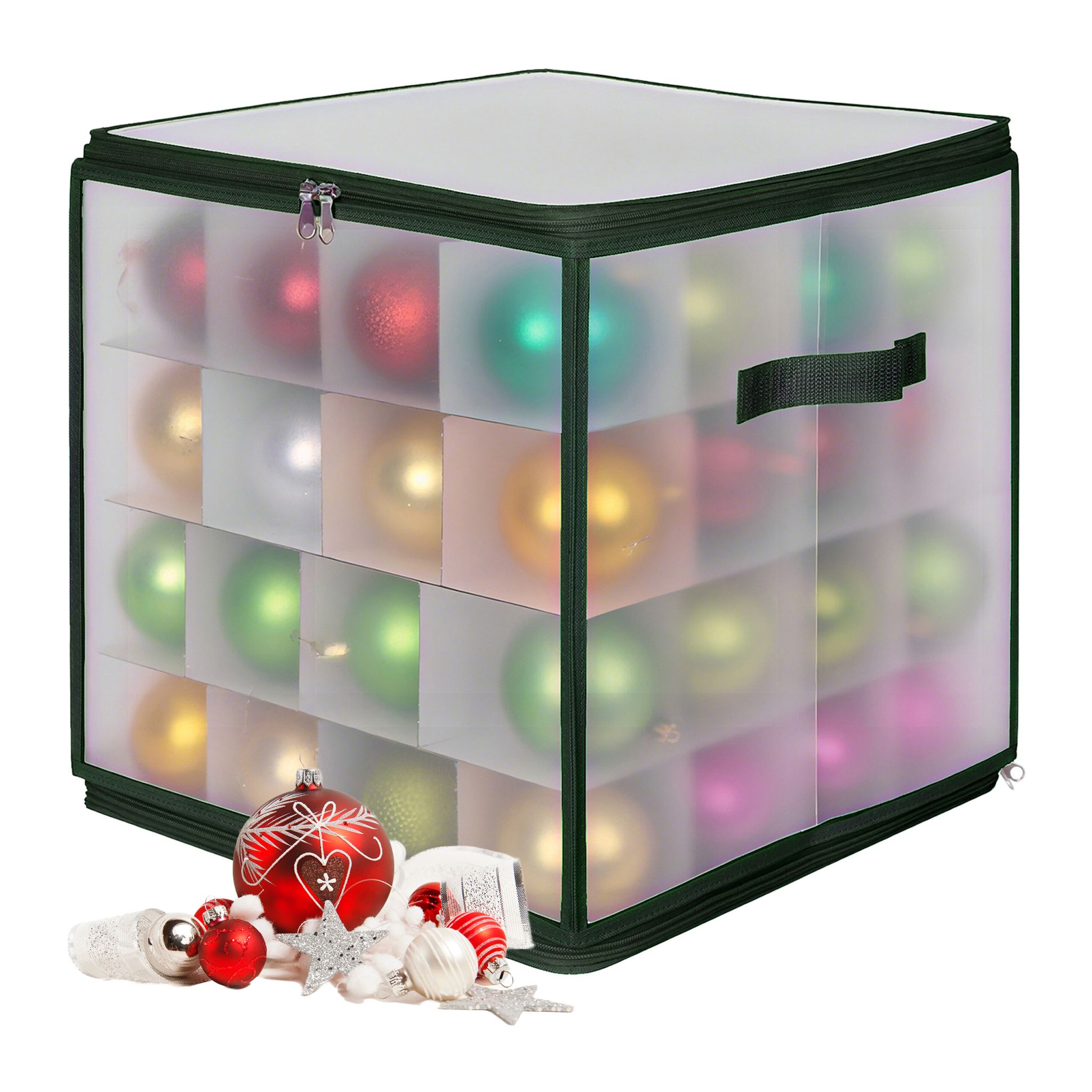 Weihnachtskugel Aufbewahrungsbox Grün-Transparent Grösse 2