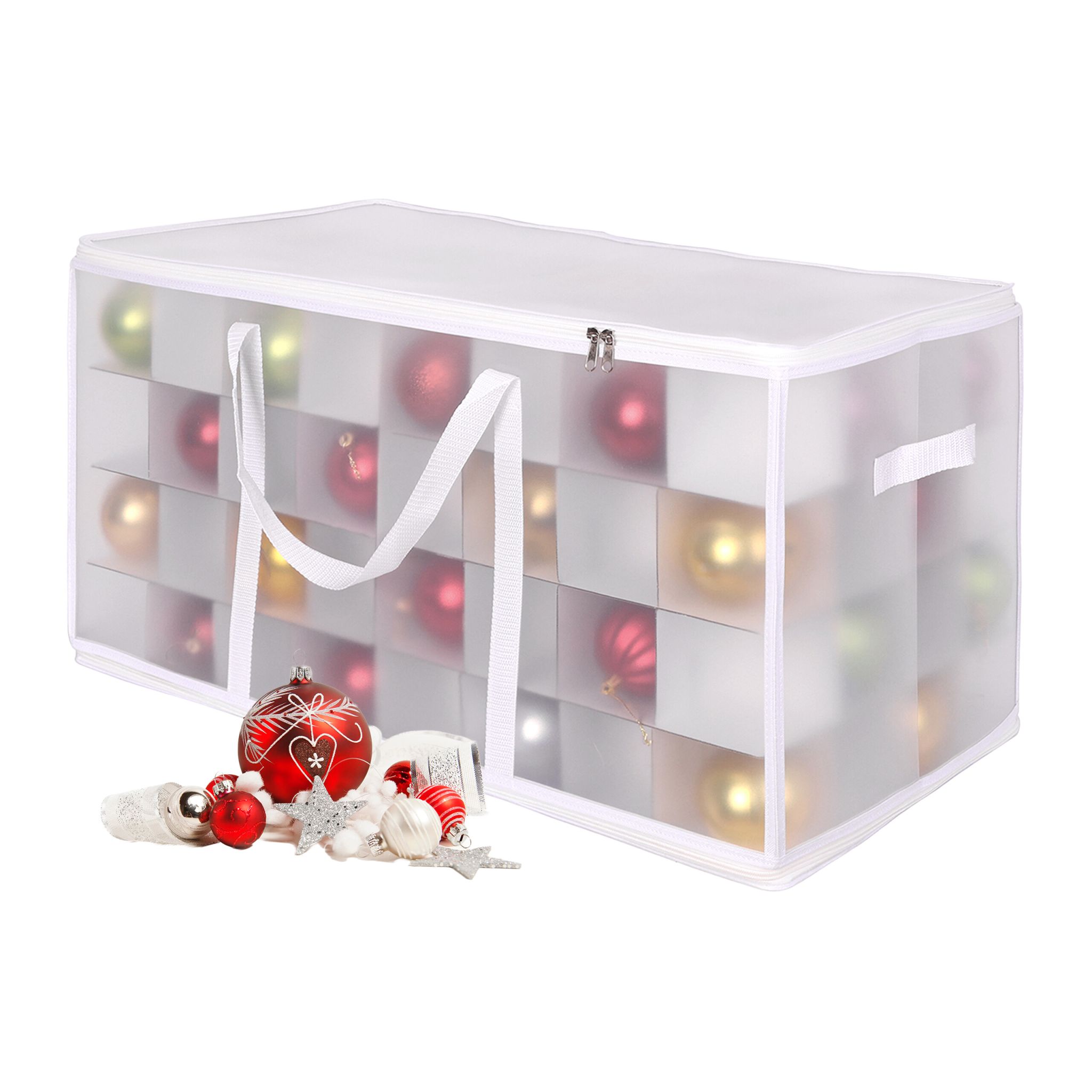 Weihnachtskugel Aufbewahrungsbox Weiss-Transparent Grösse 3