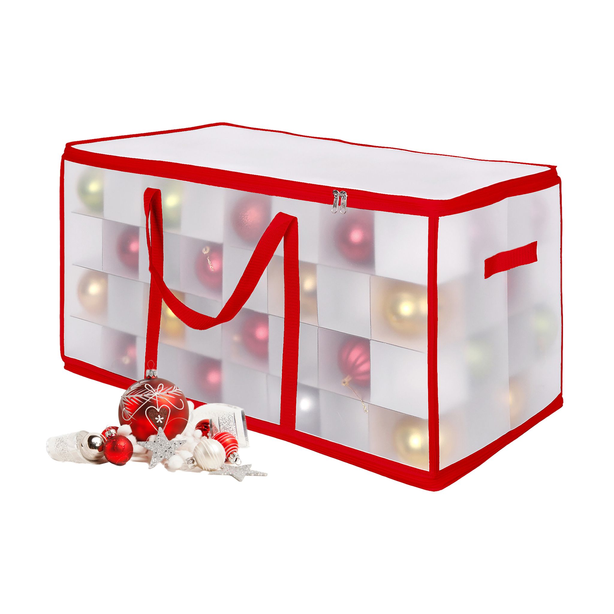 Weihnachtskugel Aufbewahrungsbox Rot-Transparent Grösse 3