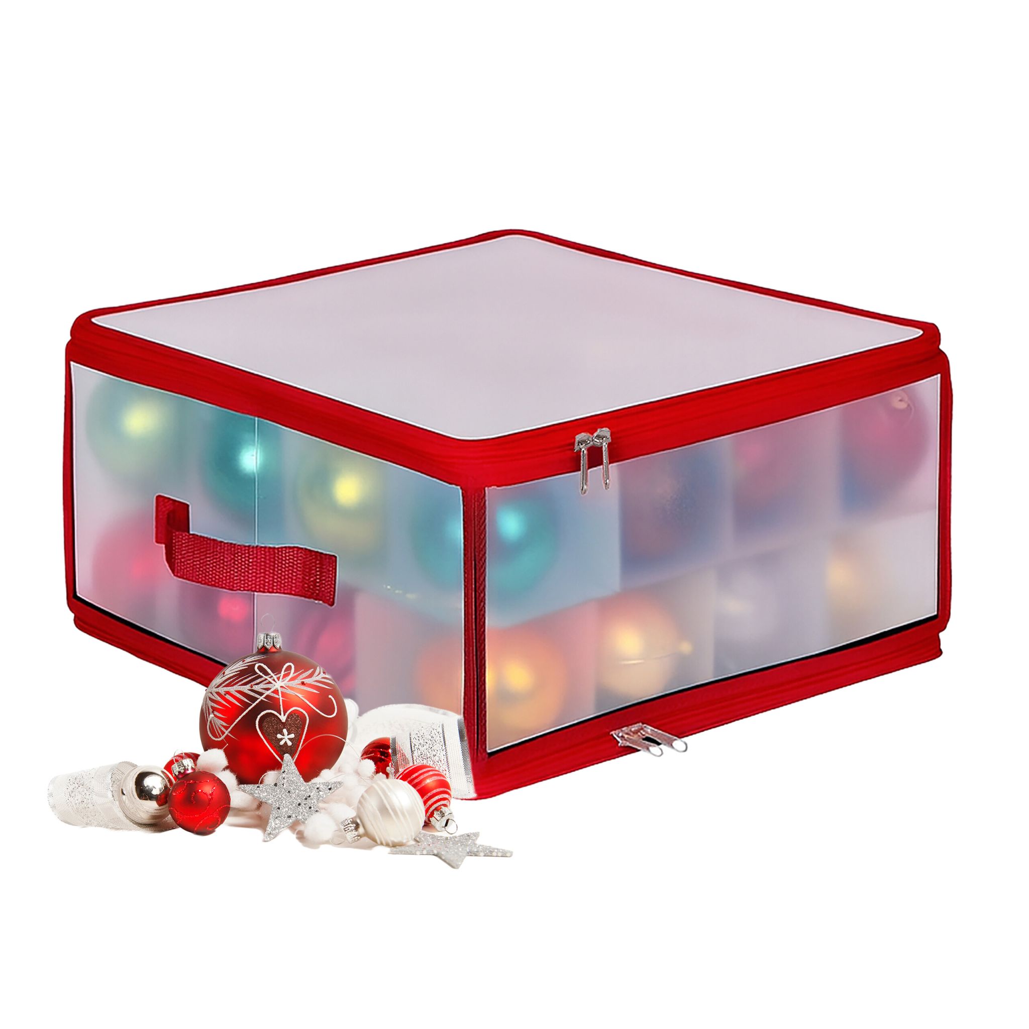 Weihnachtskugel Aufbewahrungsbox Rot-Transparent Grösse 1