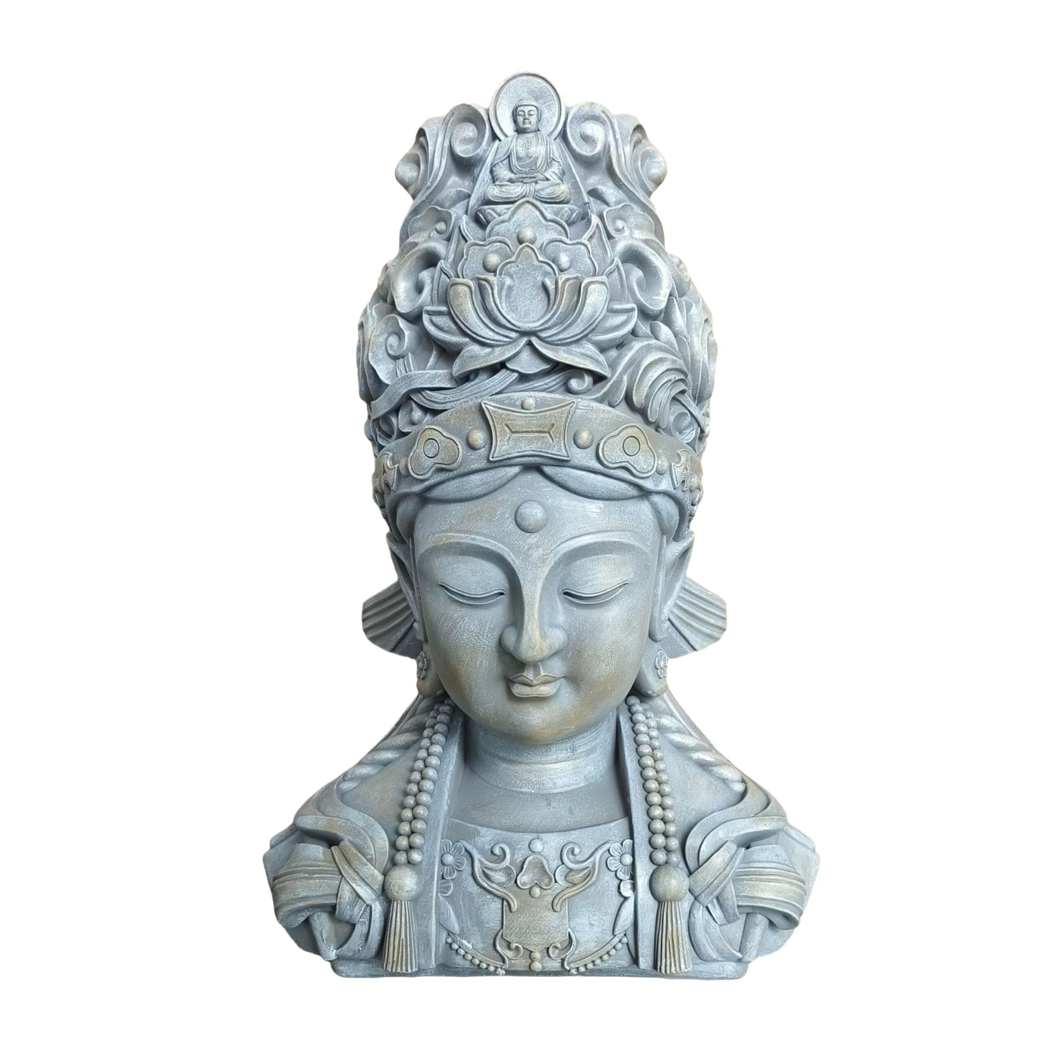 Buddha Büste 44cm Beige-Grau