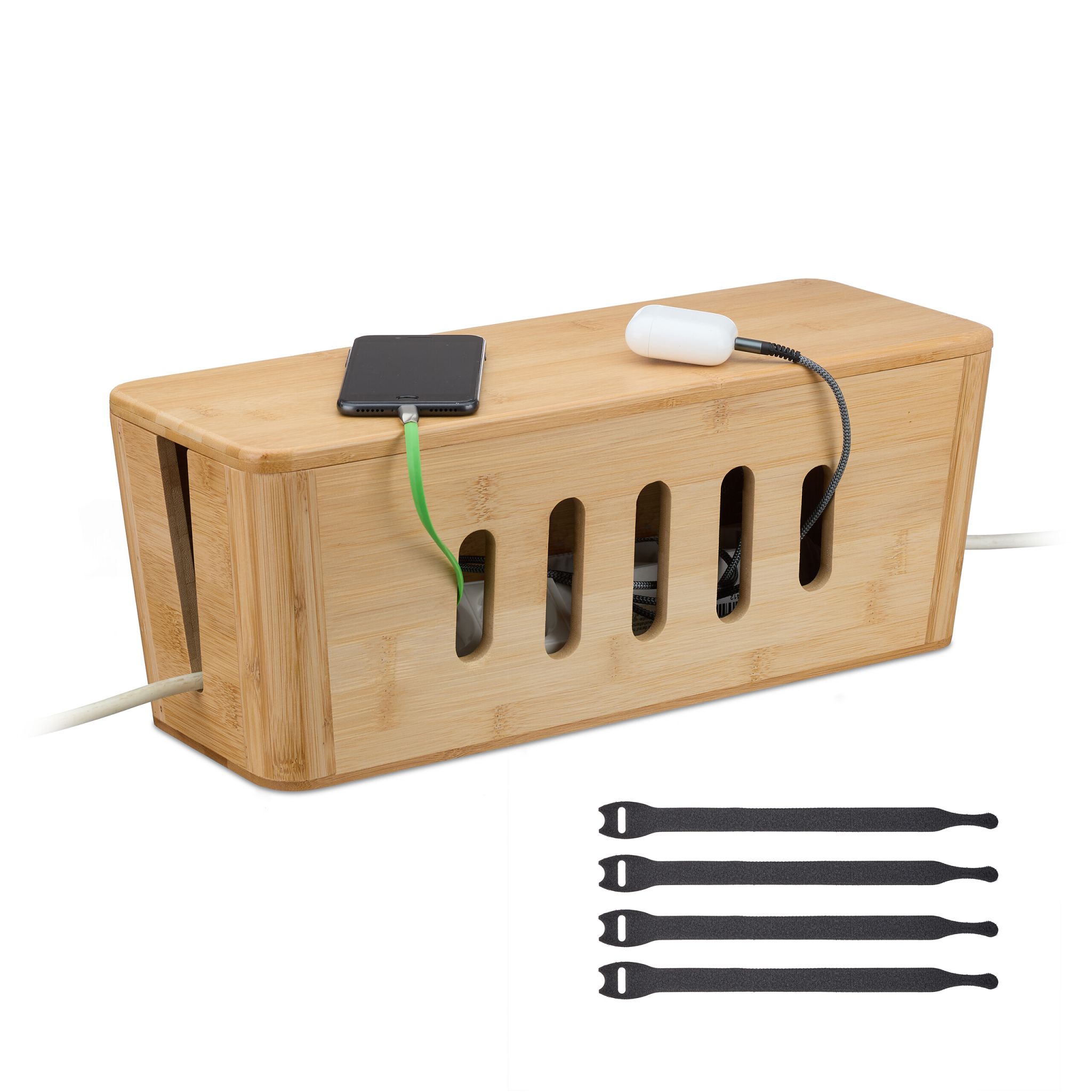 Kabelbox Bambus Hellbraun