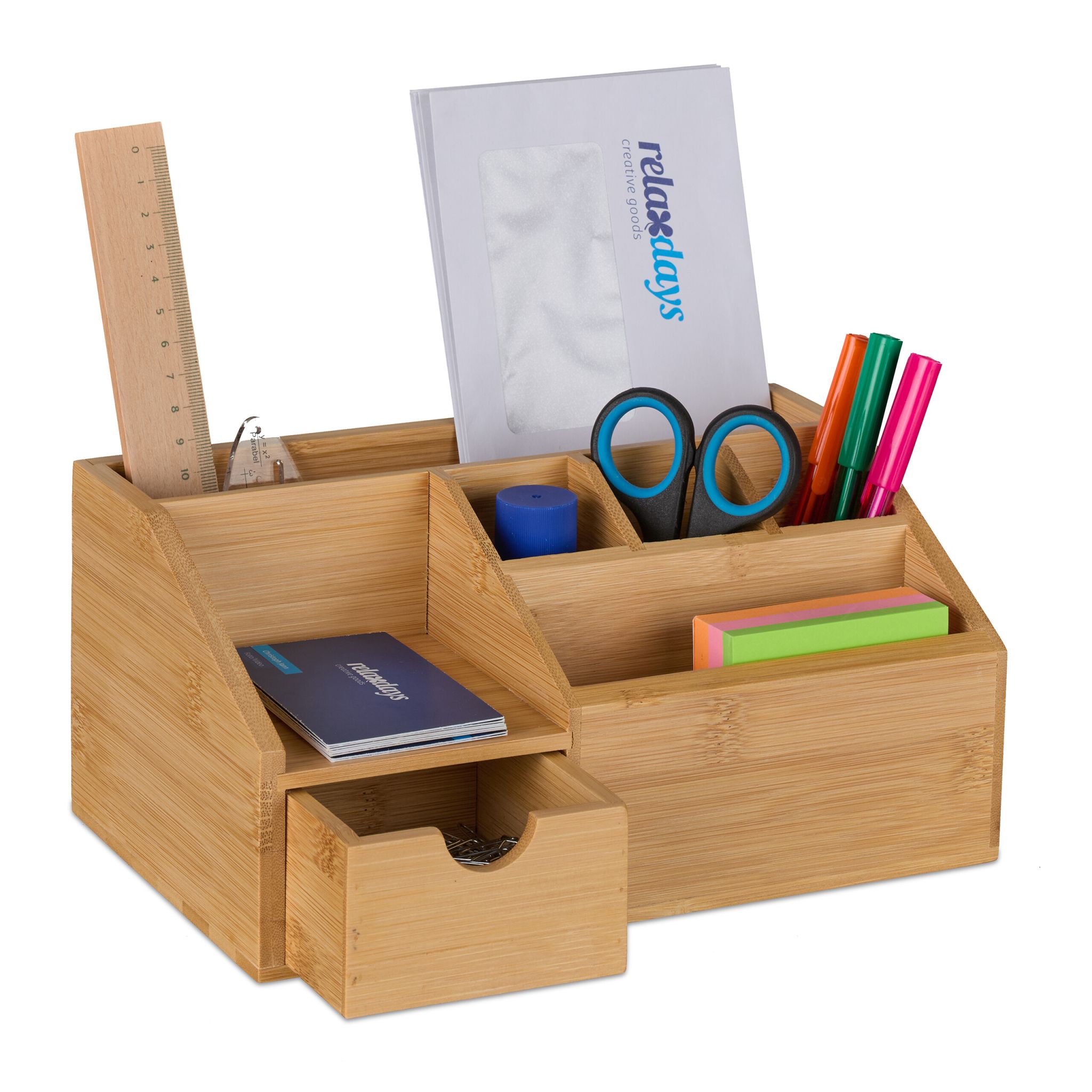 Schreibtisch Organizer mit Schublade Hellbraun