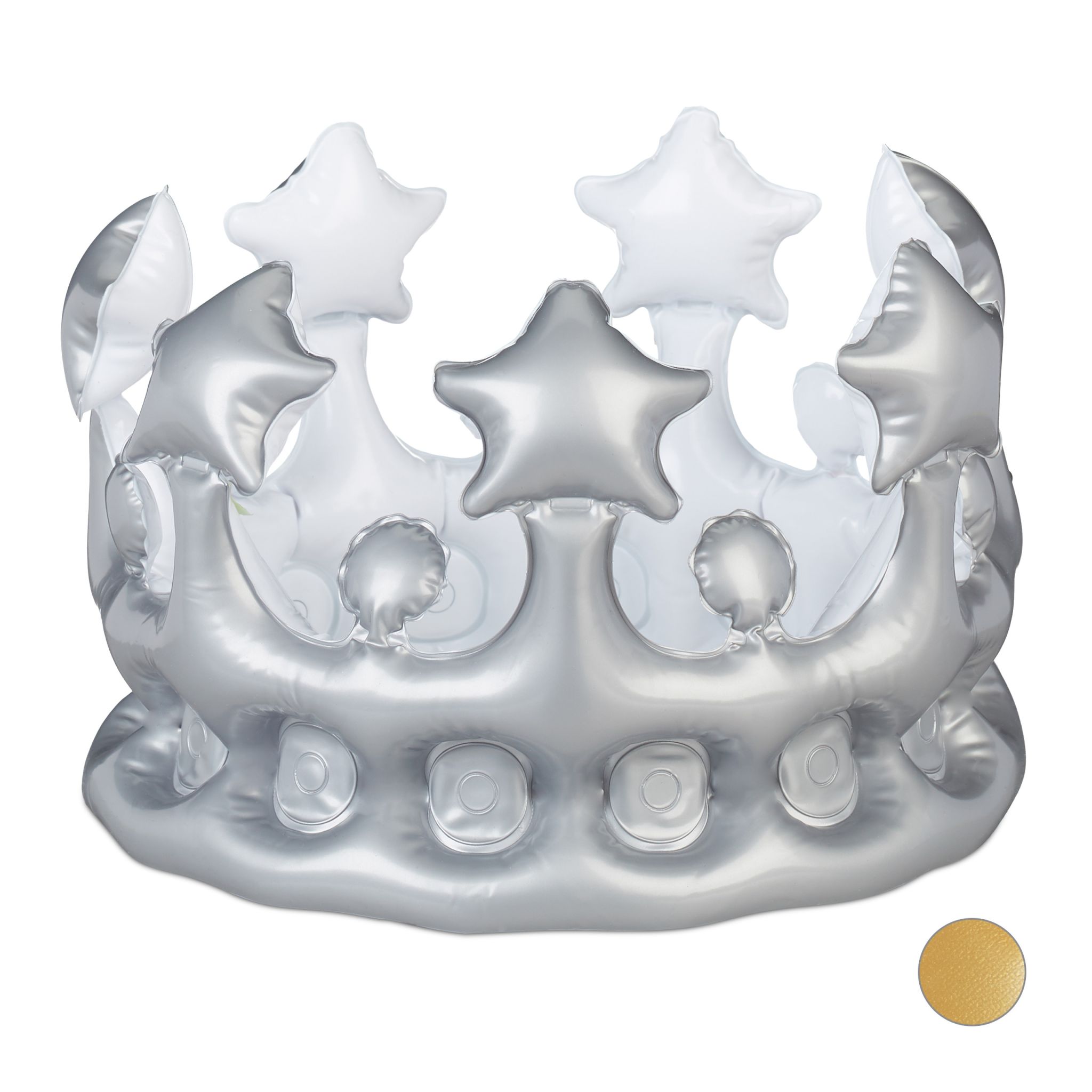Aufblasbare Krone Weiss-Silber