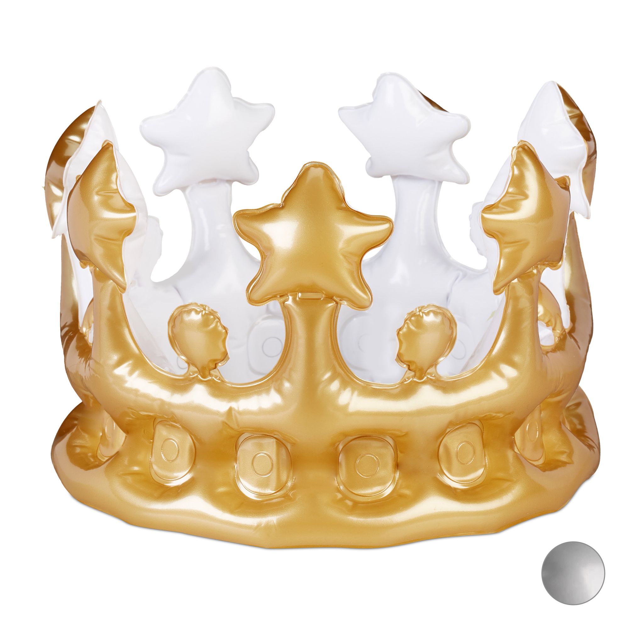 Aufblasbare Krone Weiss-Gold