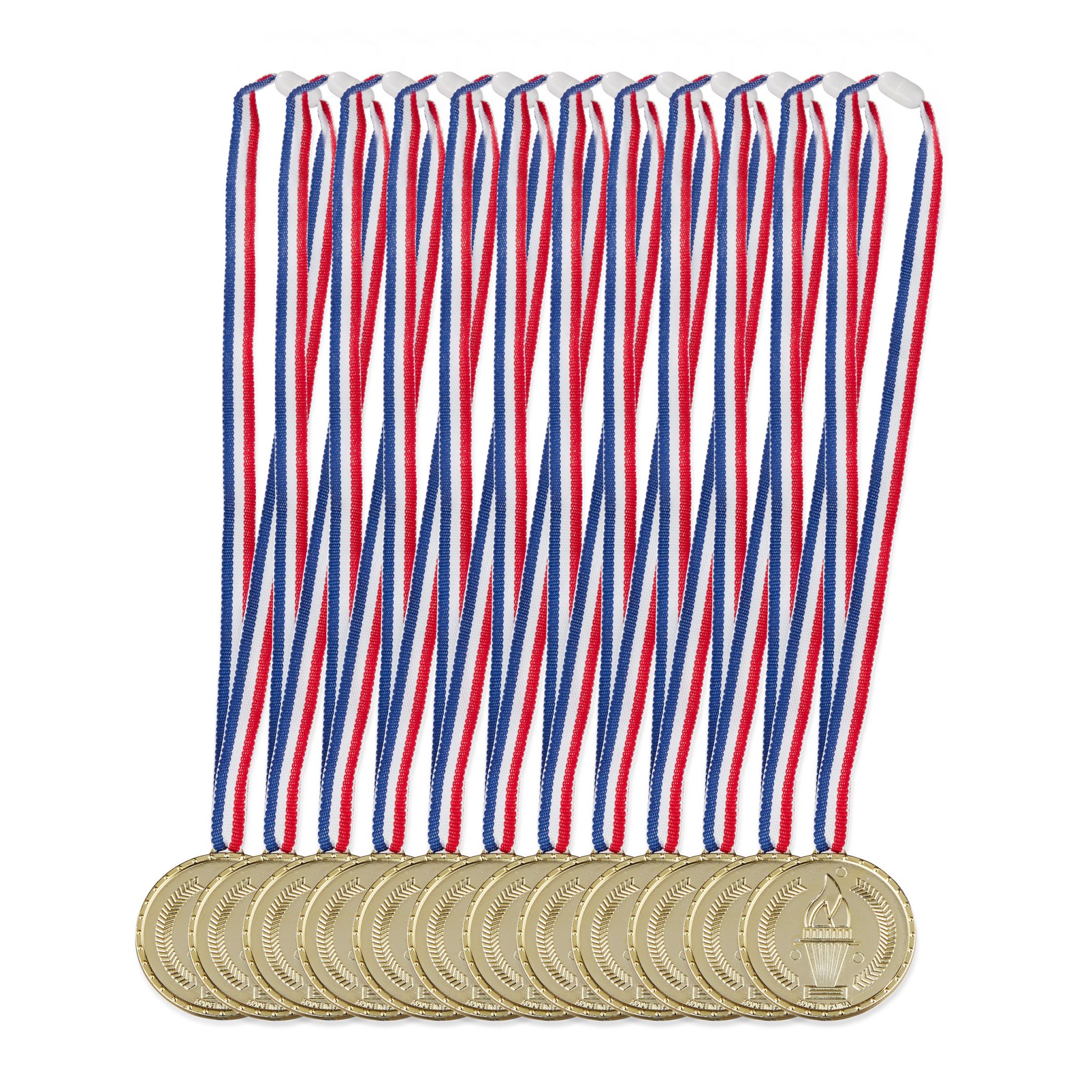 Goldmedaillen für Kinder 12er-Set Blau-Gold-Rot