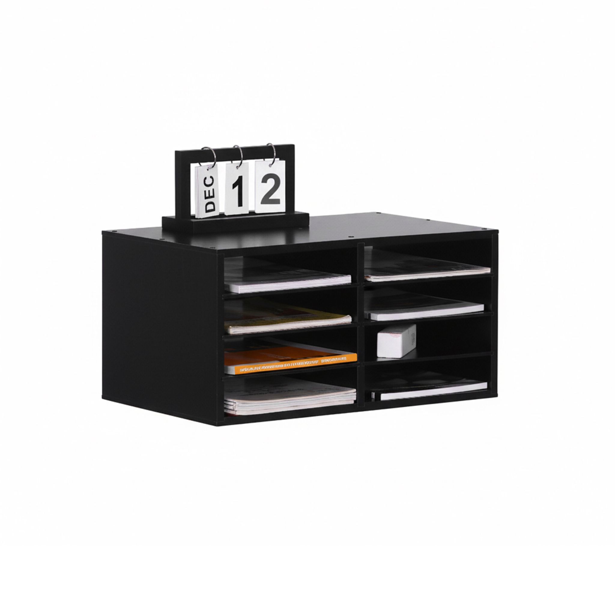 Dokumentenablage Bambus 8 Fächer Schwarz