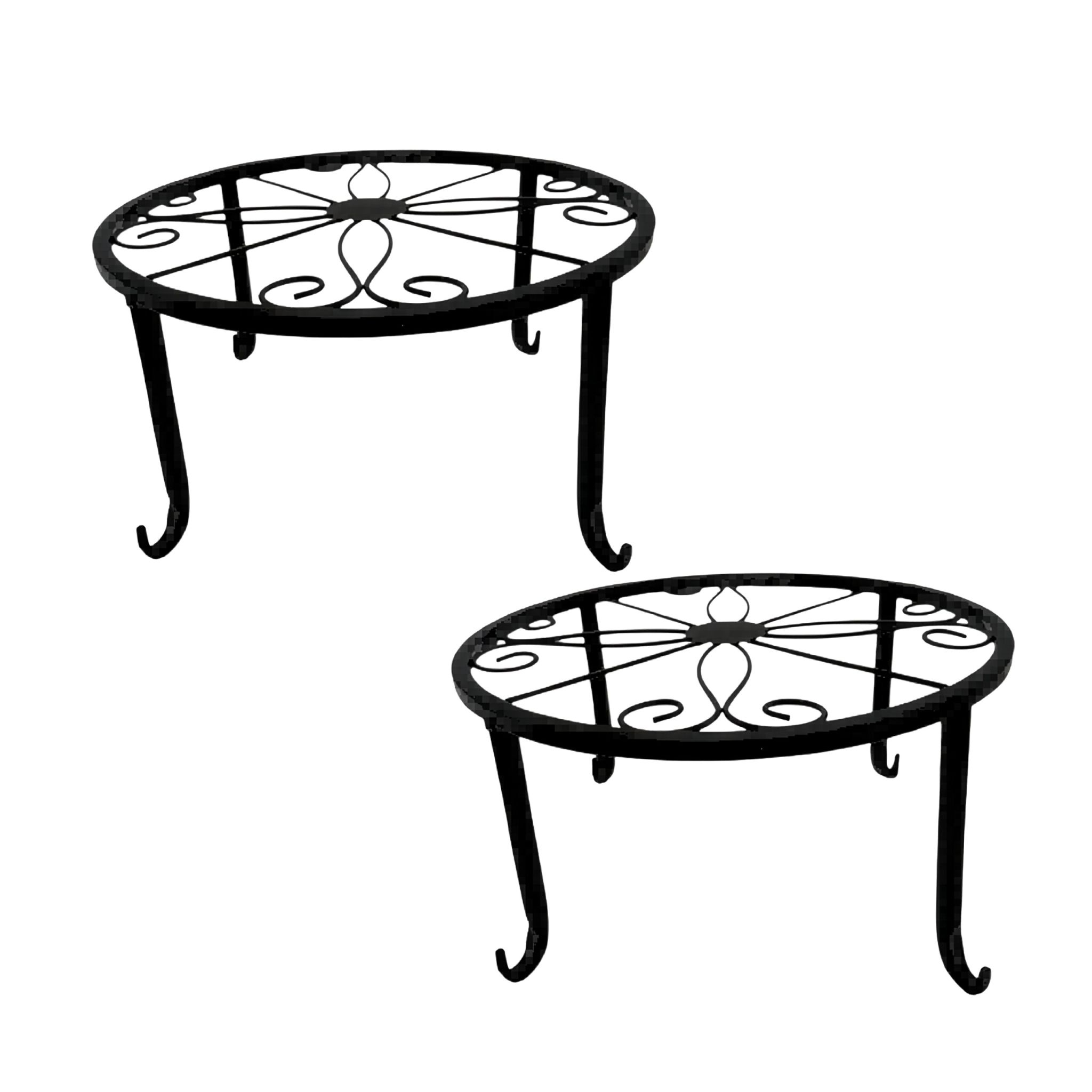 Retro Blumenständer 2er-Set Schwarz