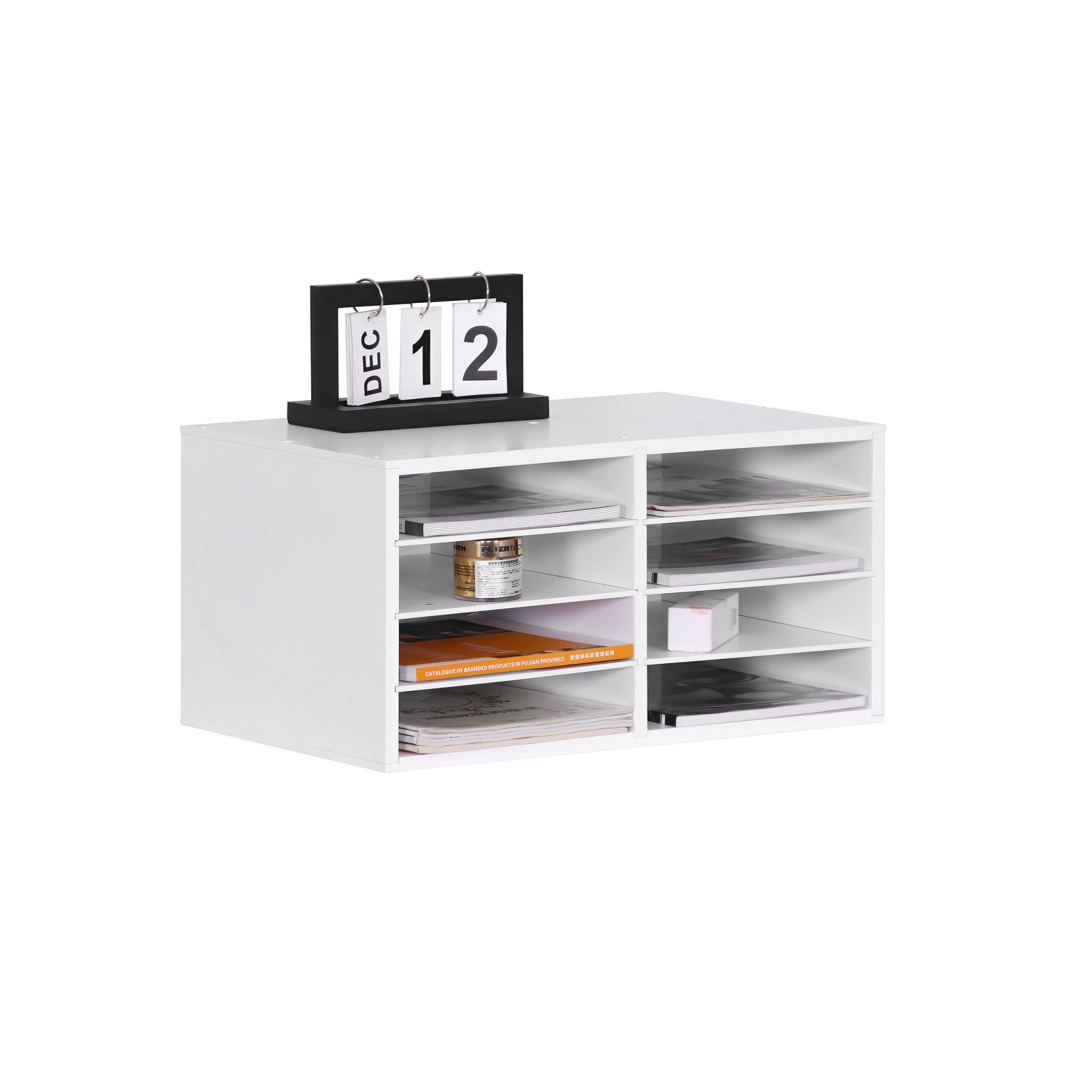 Dokumentenablage Bambus 8 Fächer Weiss