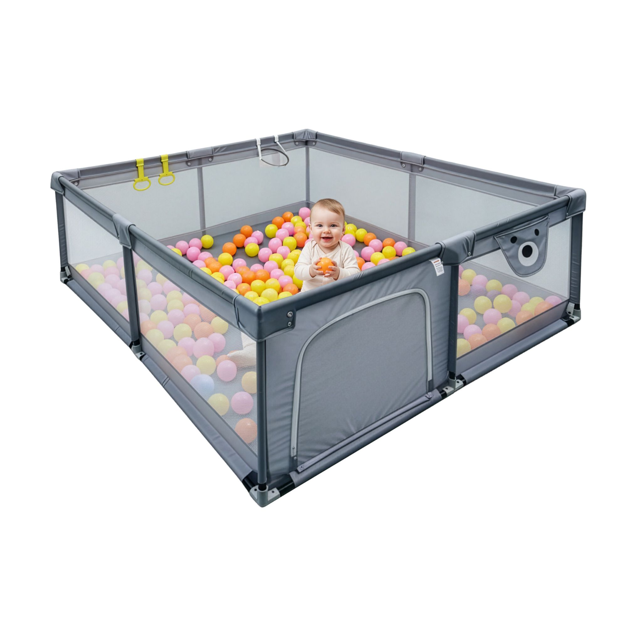 Laufstall Baby mit 50 Bällen 200x200 cm Grau