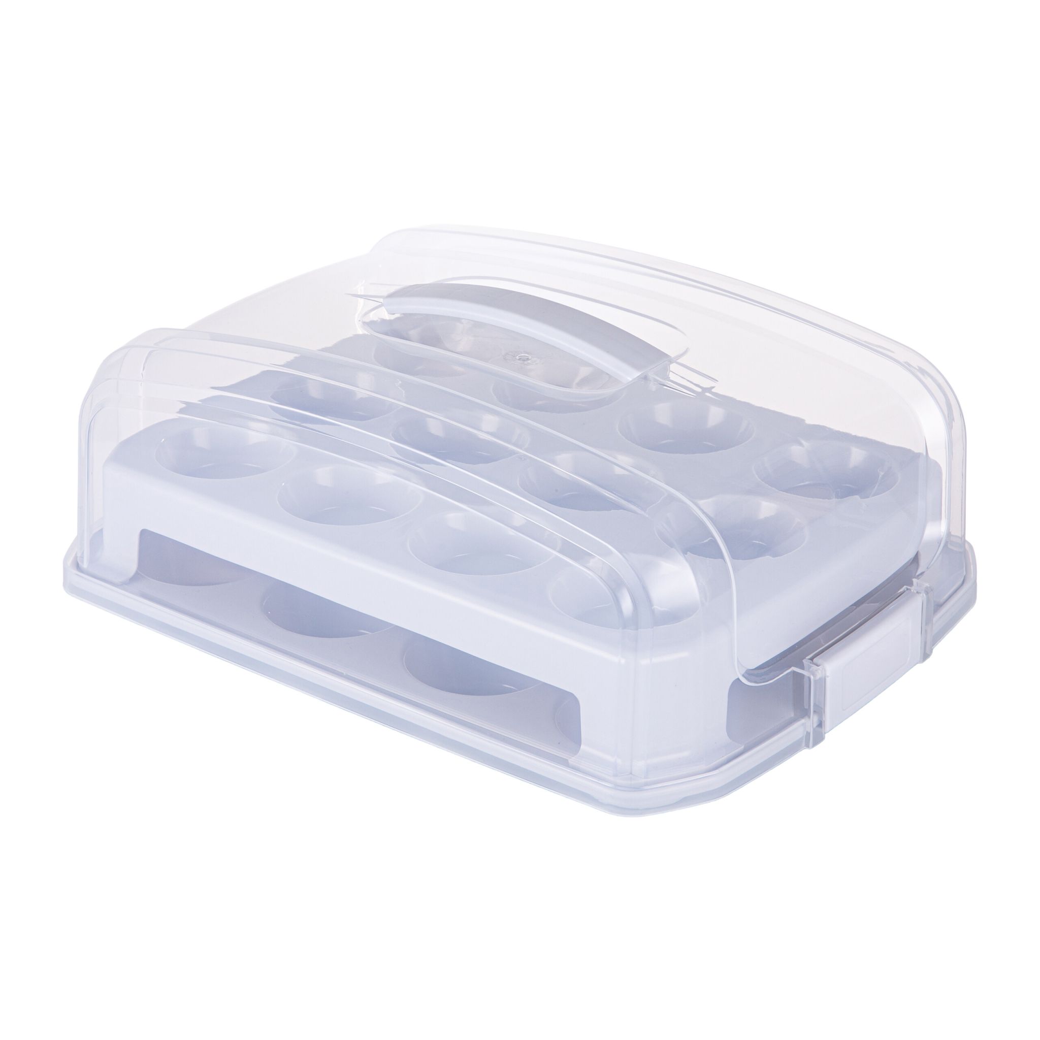 Muffin Transportbox für 24 Stück Transparent-Grau