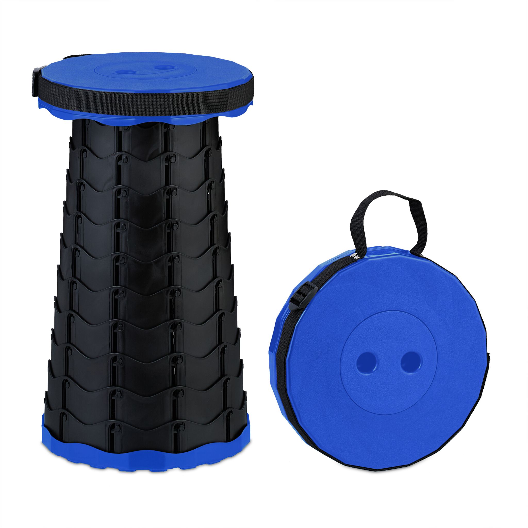 Teleskophocker Camping Blau-Schwarz