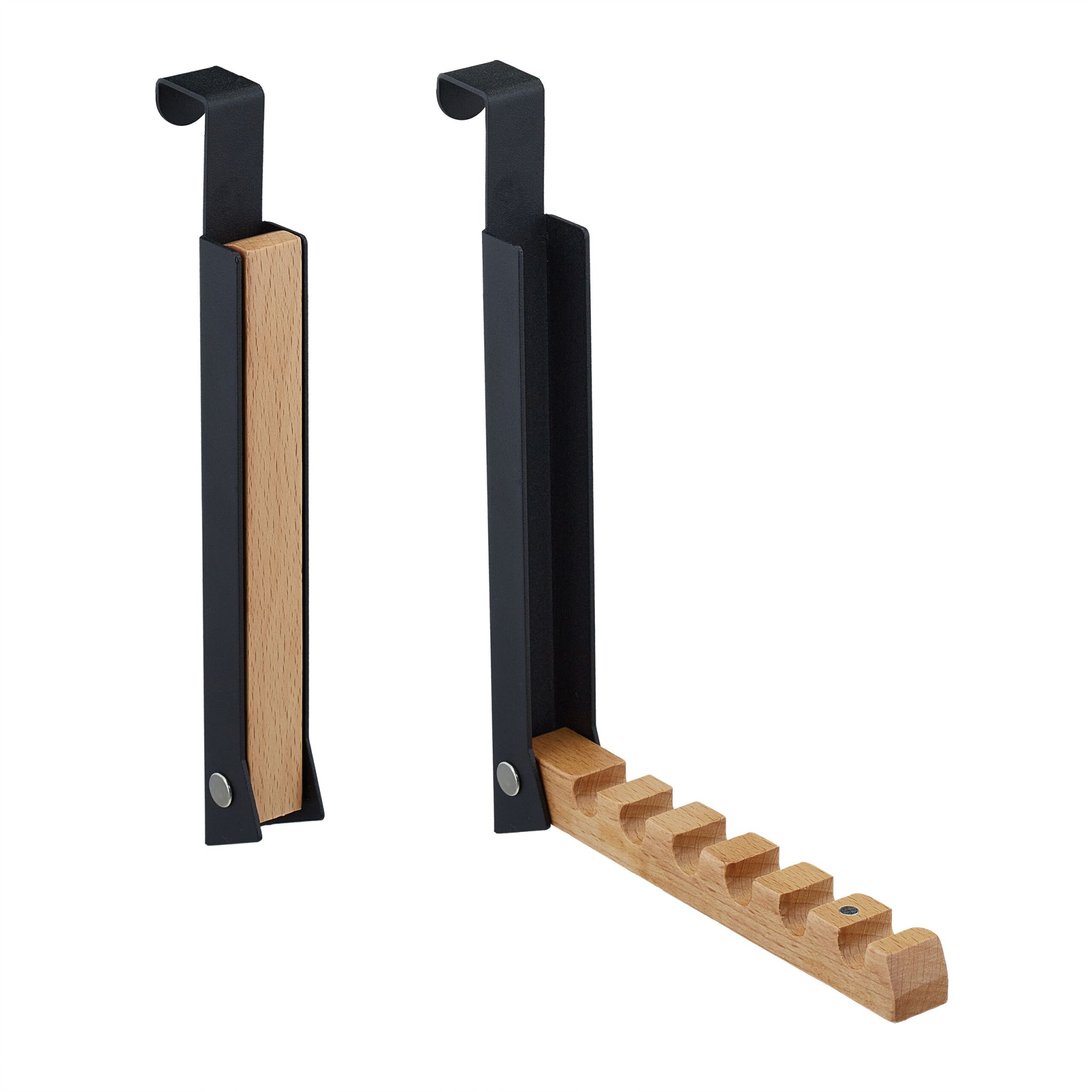 Klappbare Türgarderobe 2er-Set Hellbraun-Schwarz