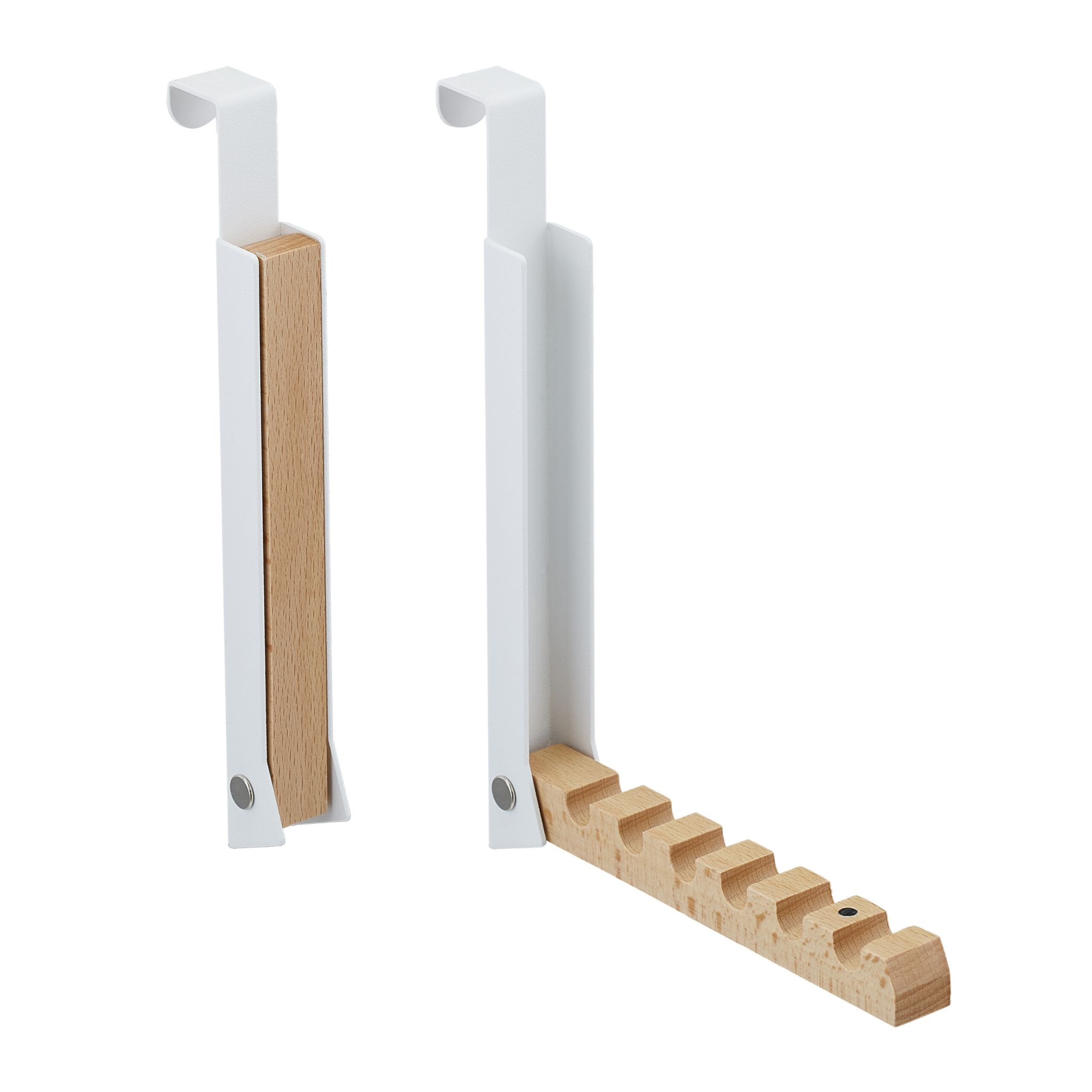 Klappbare Türgarderobe 2er-Set Weiss-Hellbraun